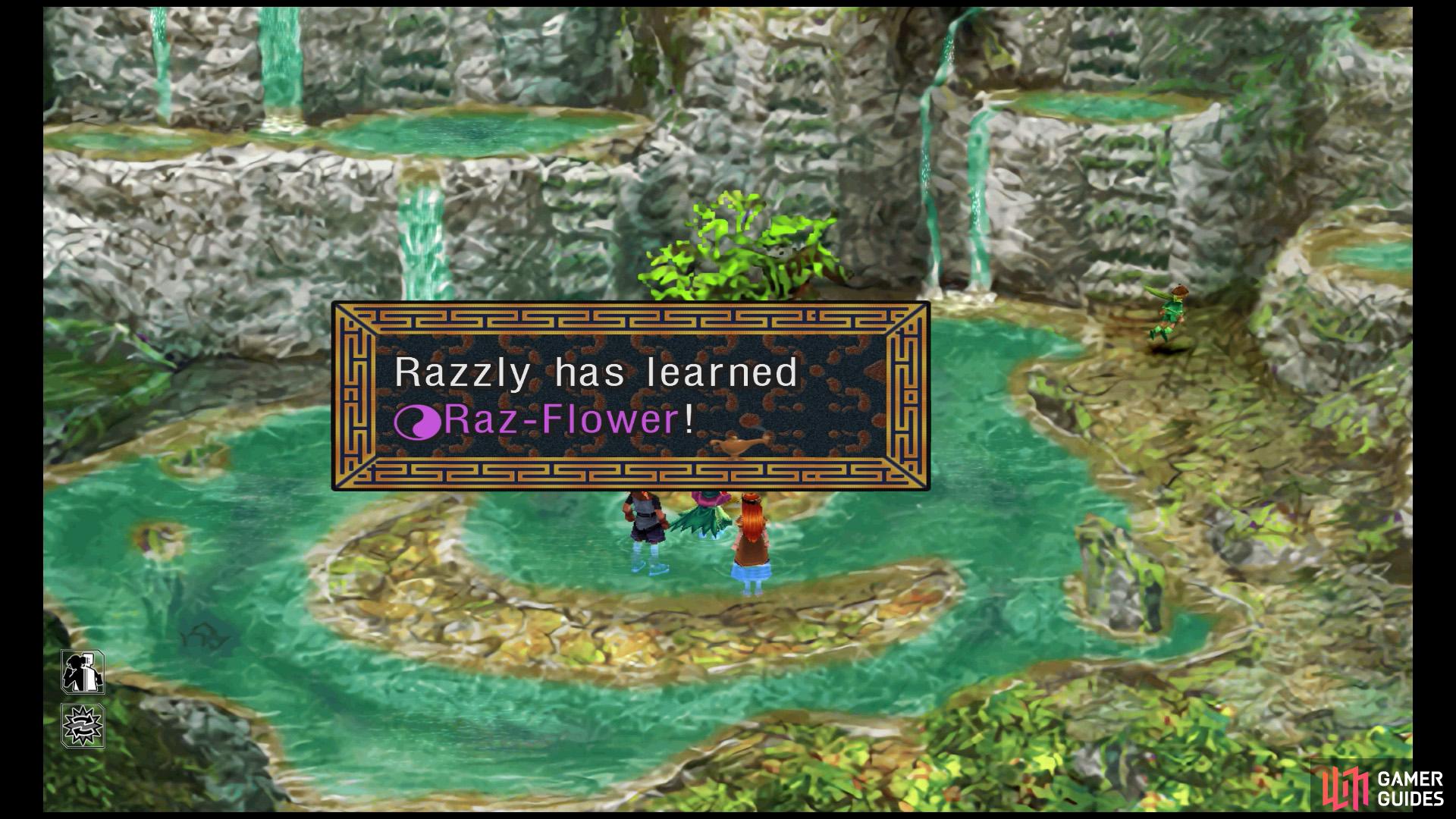 Later, after Serge returns to normal, visit Water Dragon Isle with Razzly.