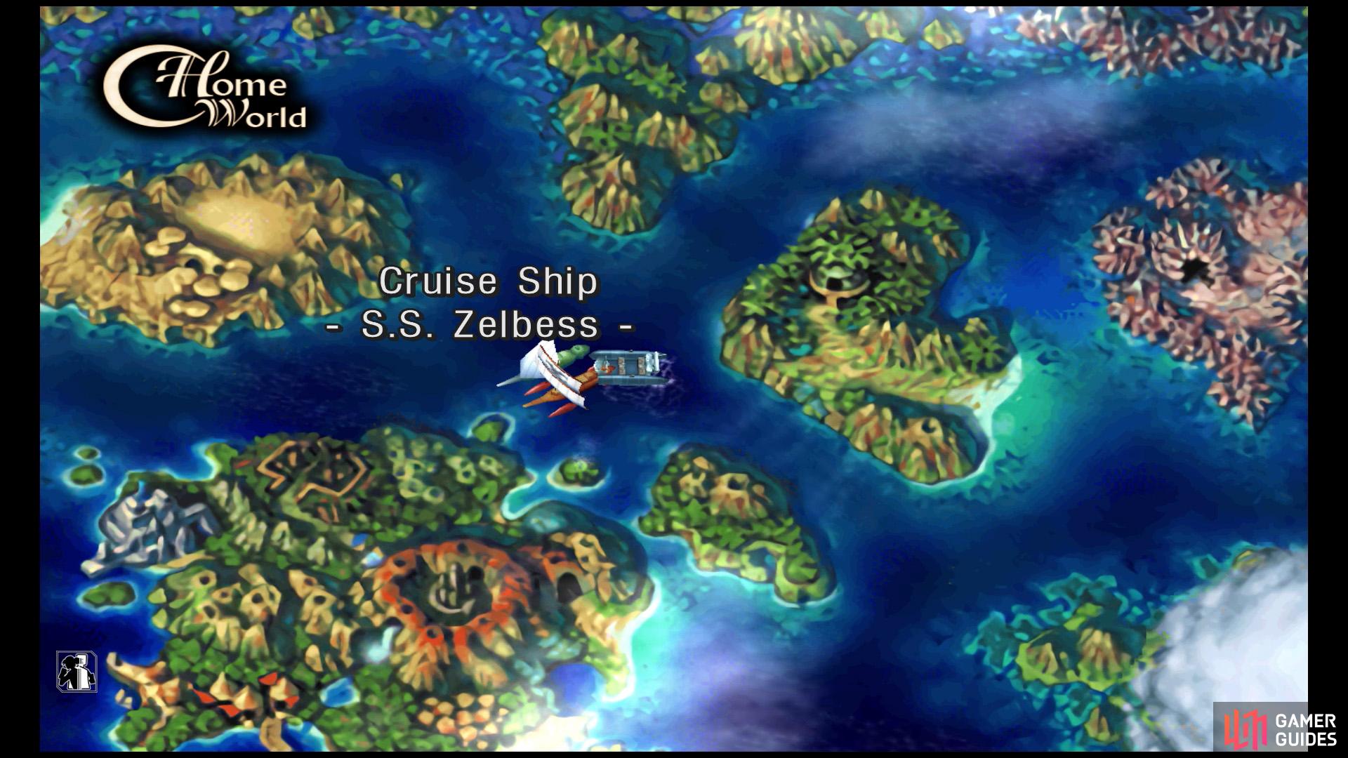 Set sail for S.S. Zelbess in Home World.