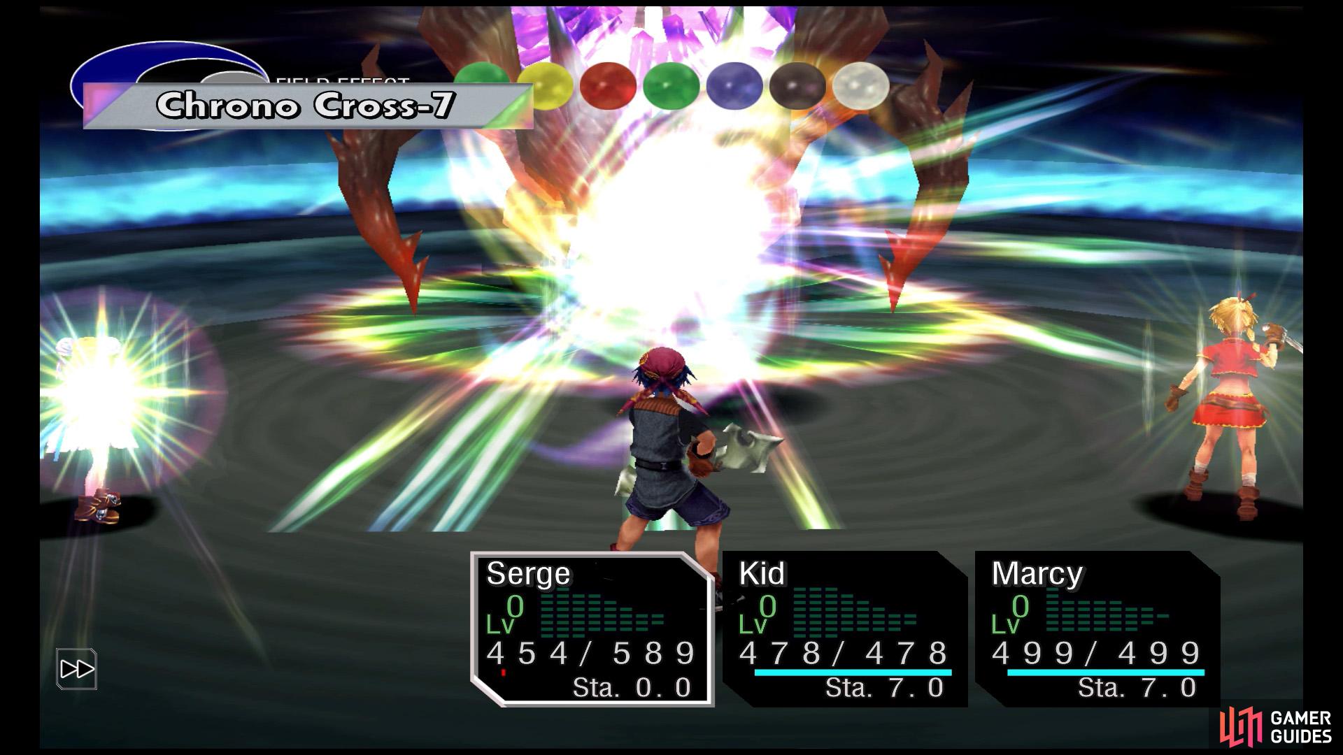 After performing the correct sequence of colors, unleash the Chrono Cross!