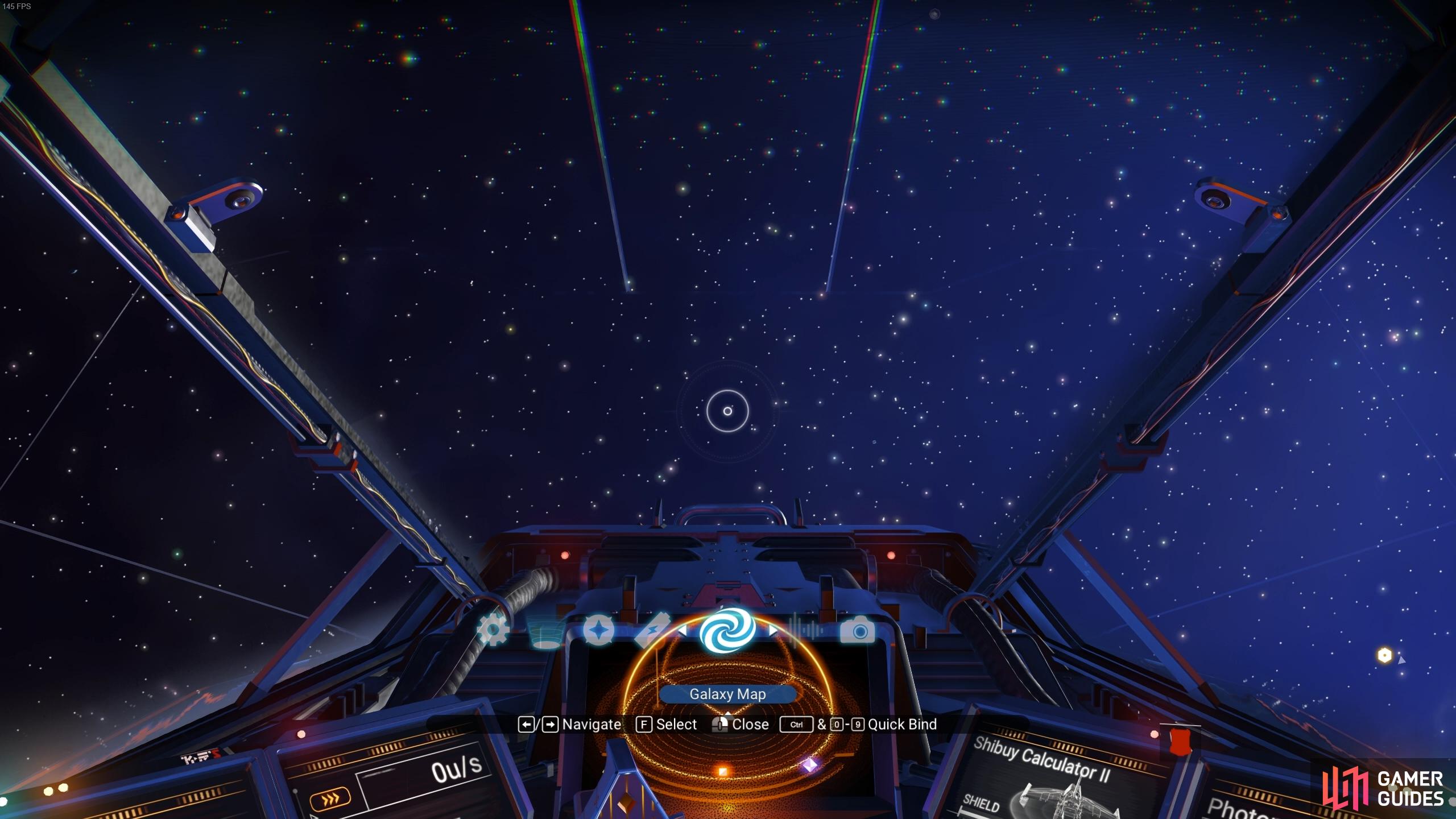 The Galaxy Map can be accessed from the quick menu.