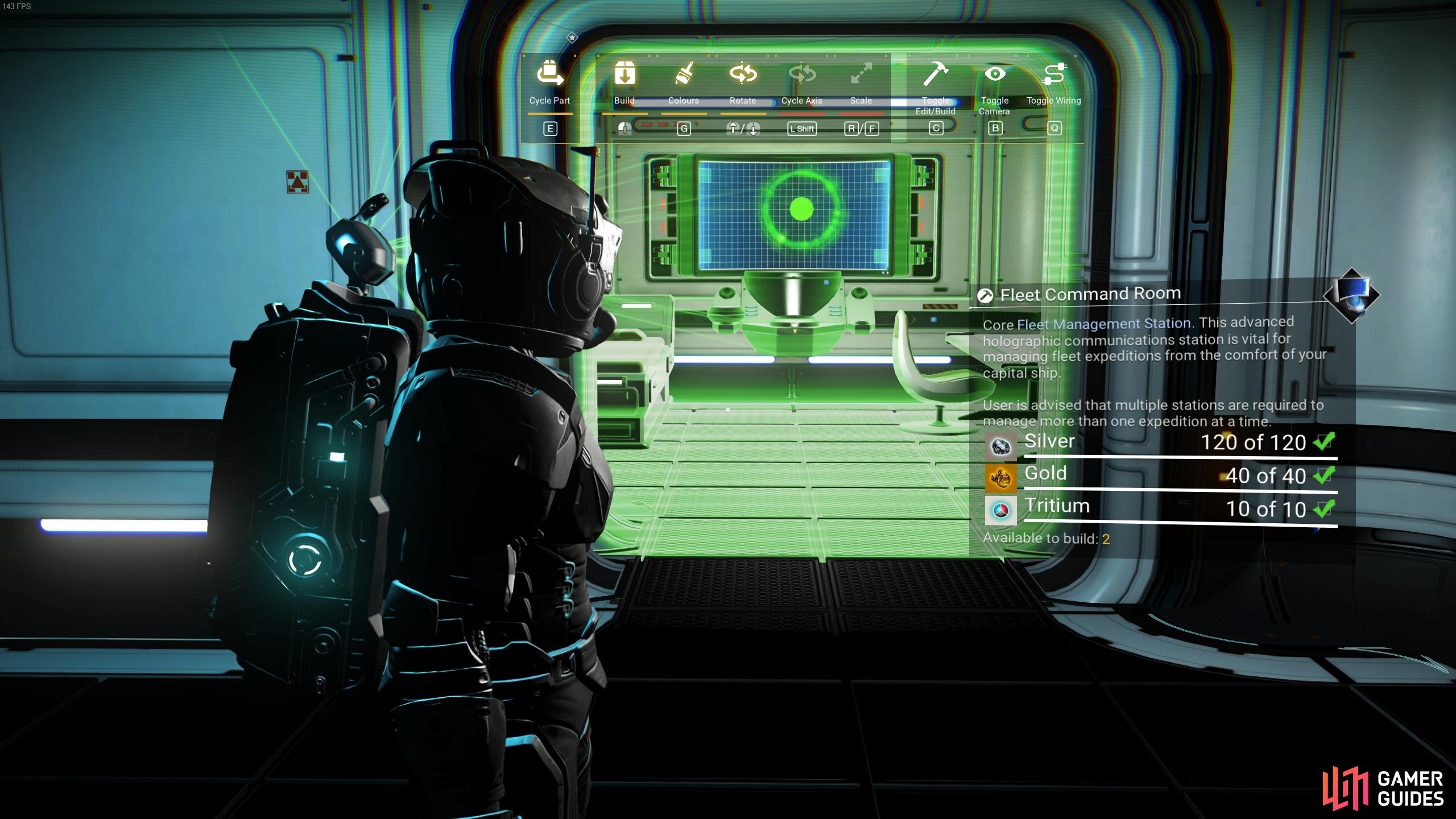 You can construct the Fleet Command Room in most pods available in the base building area of the Freighter.