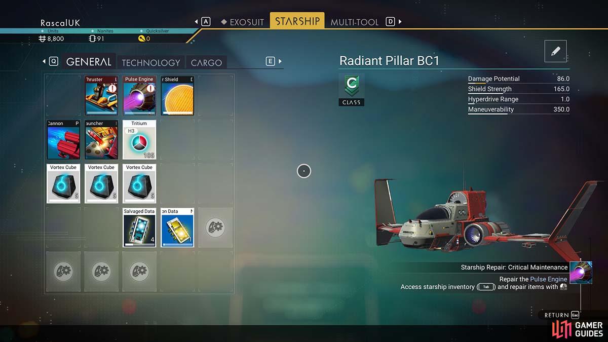 Locate the Pulse Engine after going into to your ship's tab.