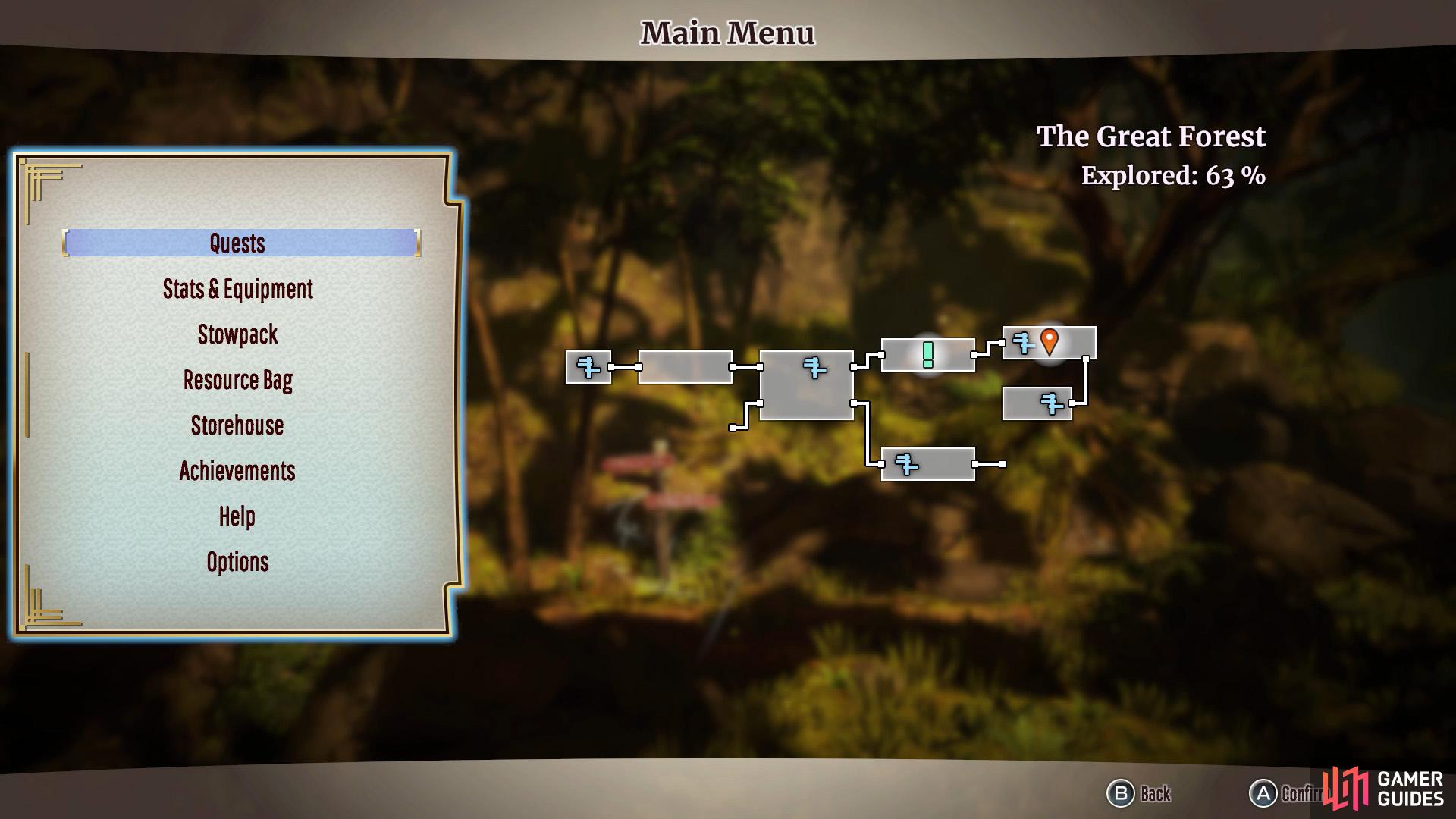 The bandit carrying the journal is located in the area between the Forest Cave and Great Tree Glade.