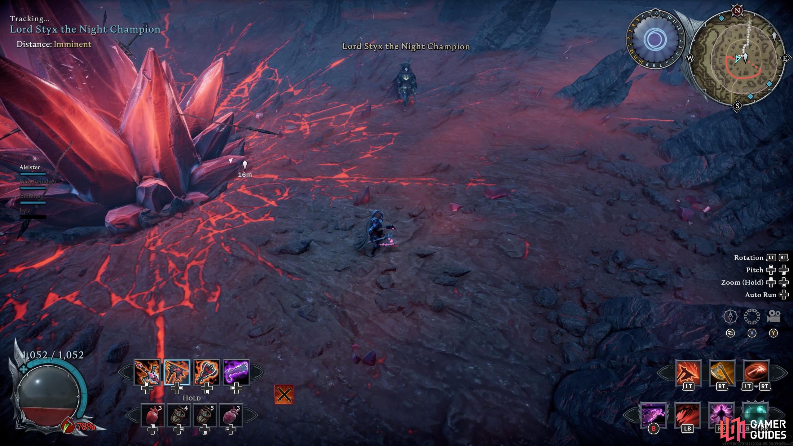 You will find Styx roaming around the large crystal.