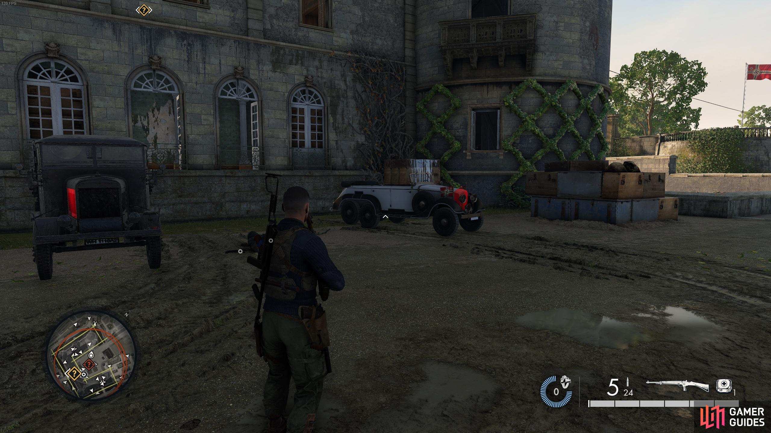 You'll find Möller's car in the courtyard of the mansion on the Occupied Residence map.
