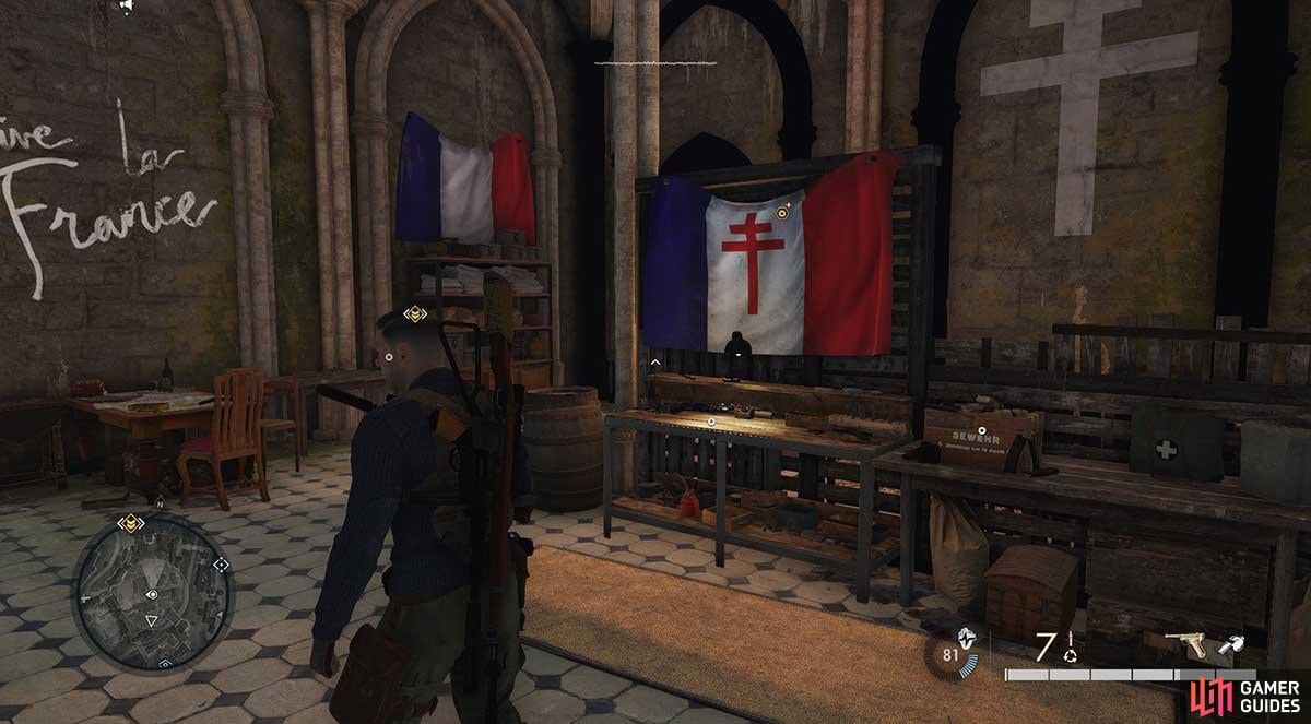Inside you will find the French have left you a lot of supplies as well as your SMG upgrades.