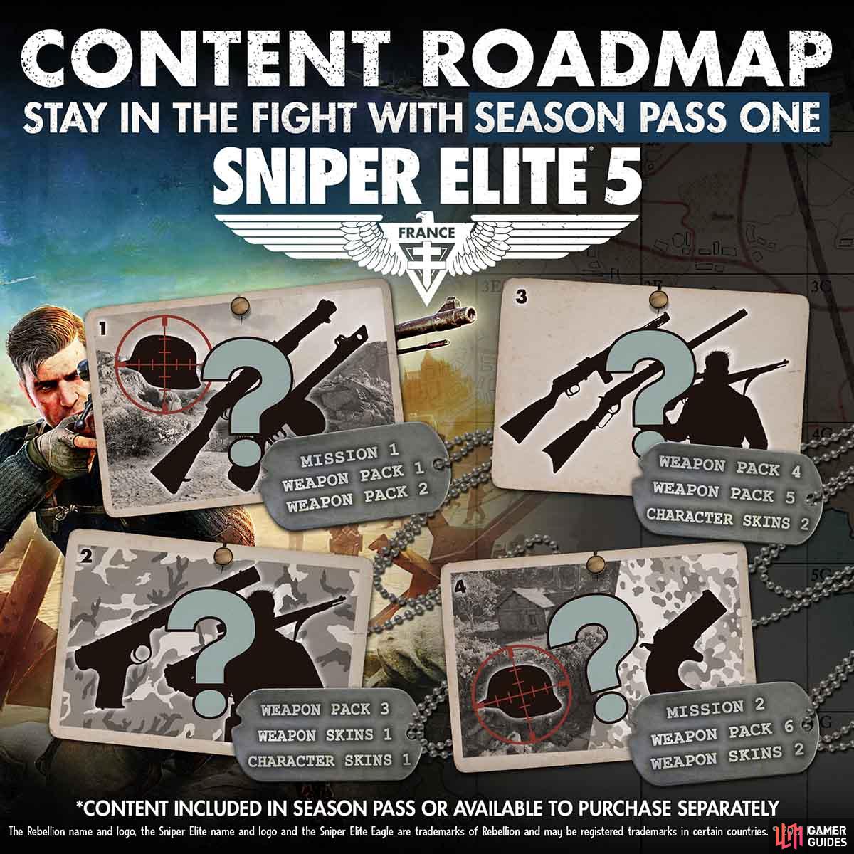 The Sniper Elite 5 Season Pass roadmap - image courtesy of Rebellion.