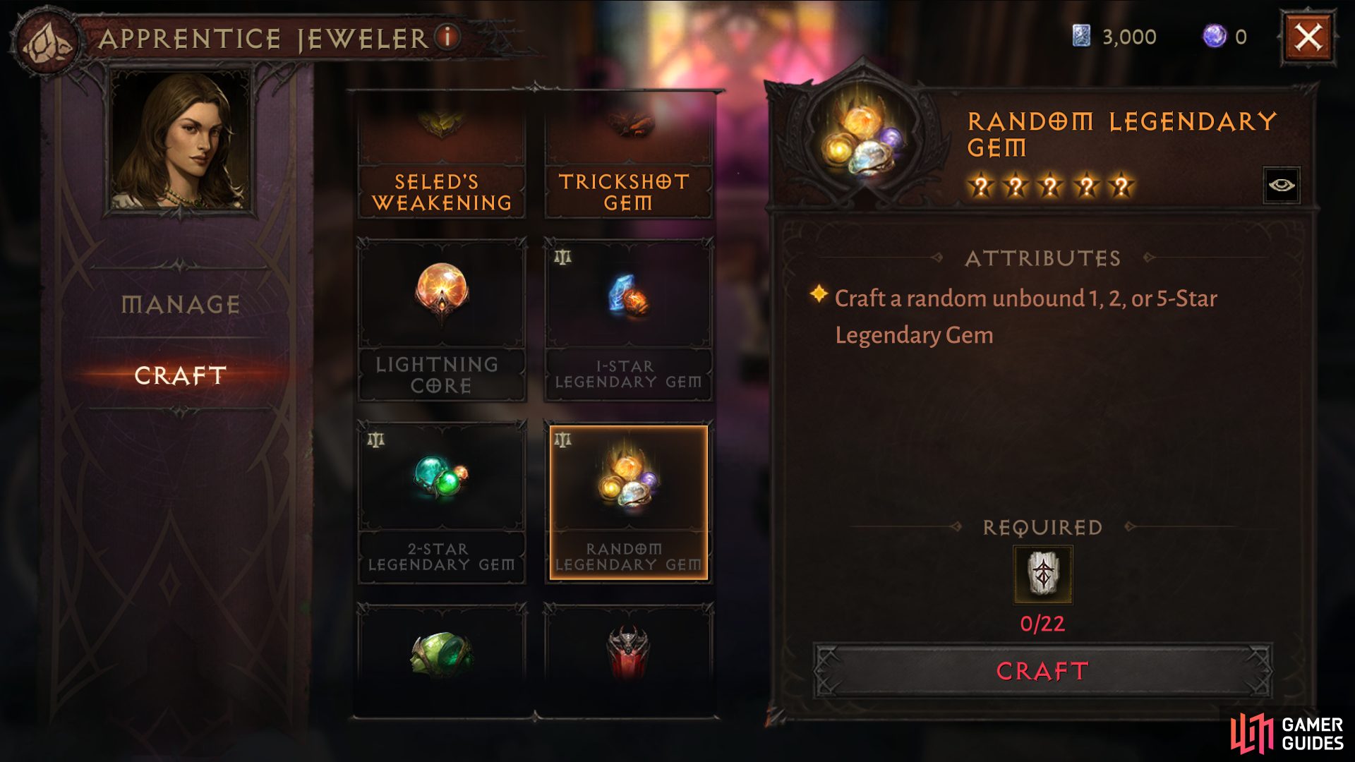 Jewelers will craft Legendary Gems for you provided you bring them the correct runes.