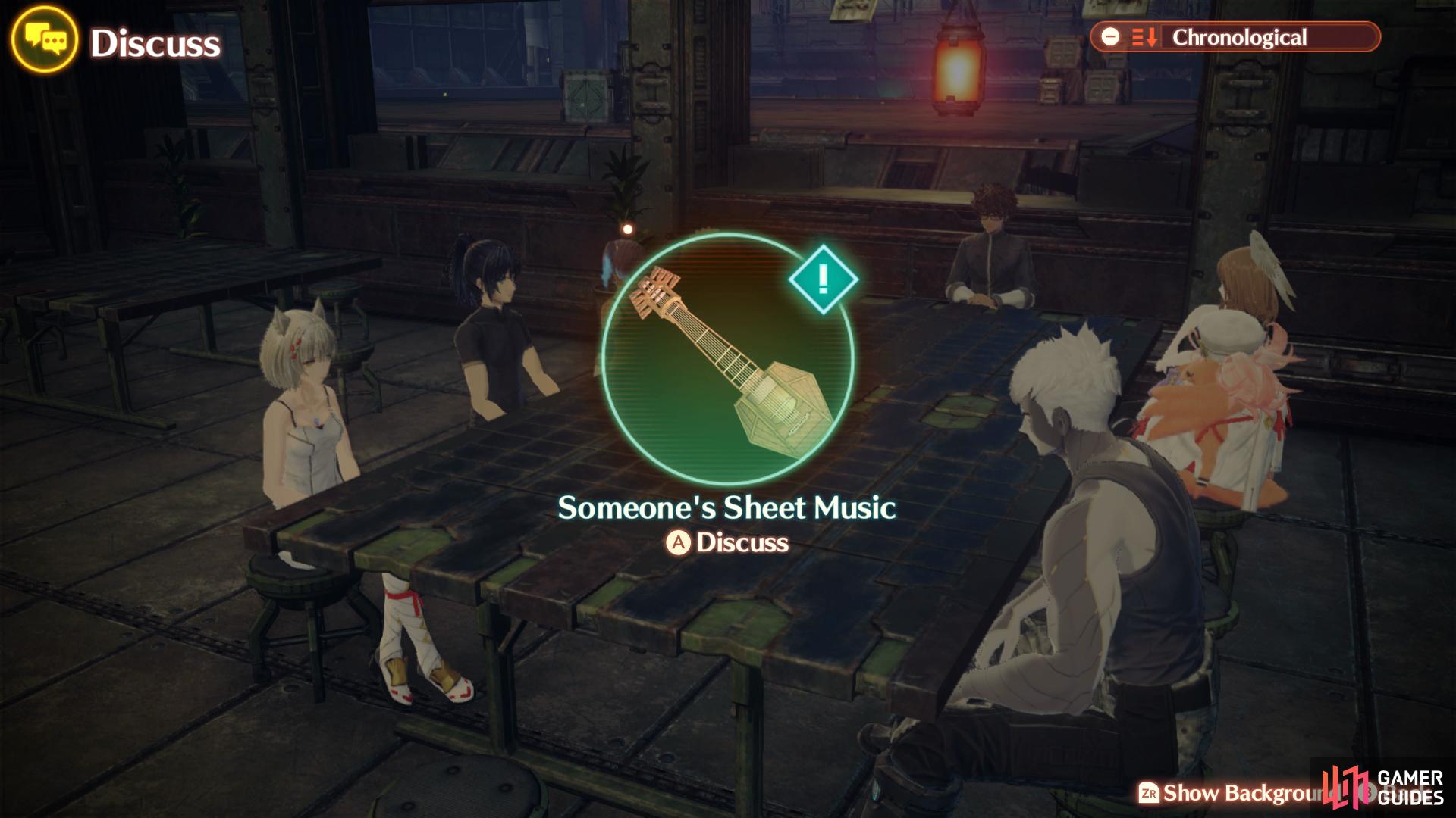 Discuss the Someone's Sheet Music Topic to begin this quest. 