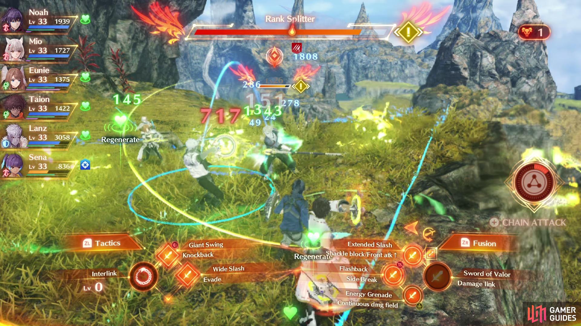 he can also heal himself with the Rank Splitter Art.
