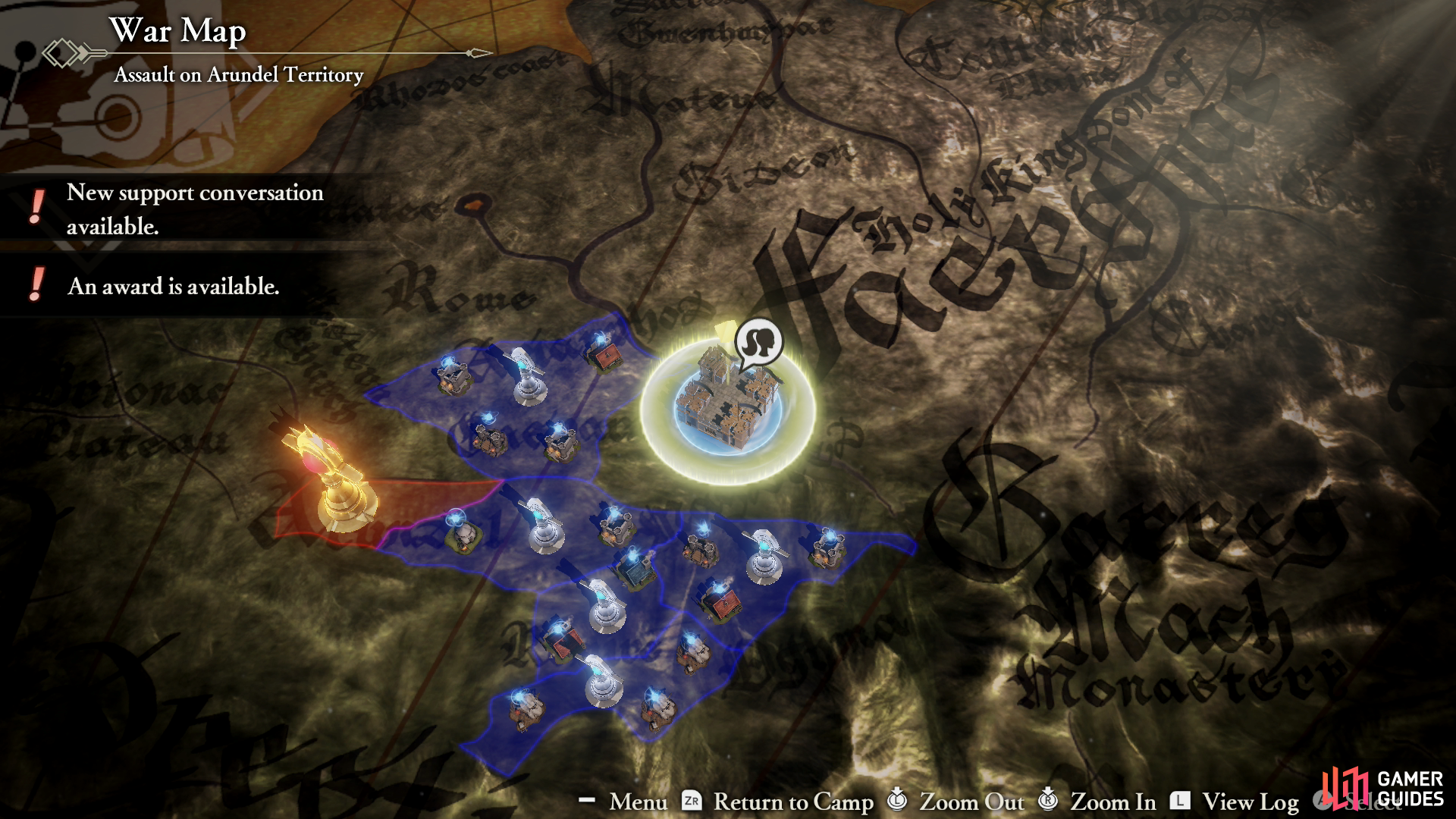 The War Map in Chapter 6: Conspiracy in the Air in the Azure Gleam route.