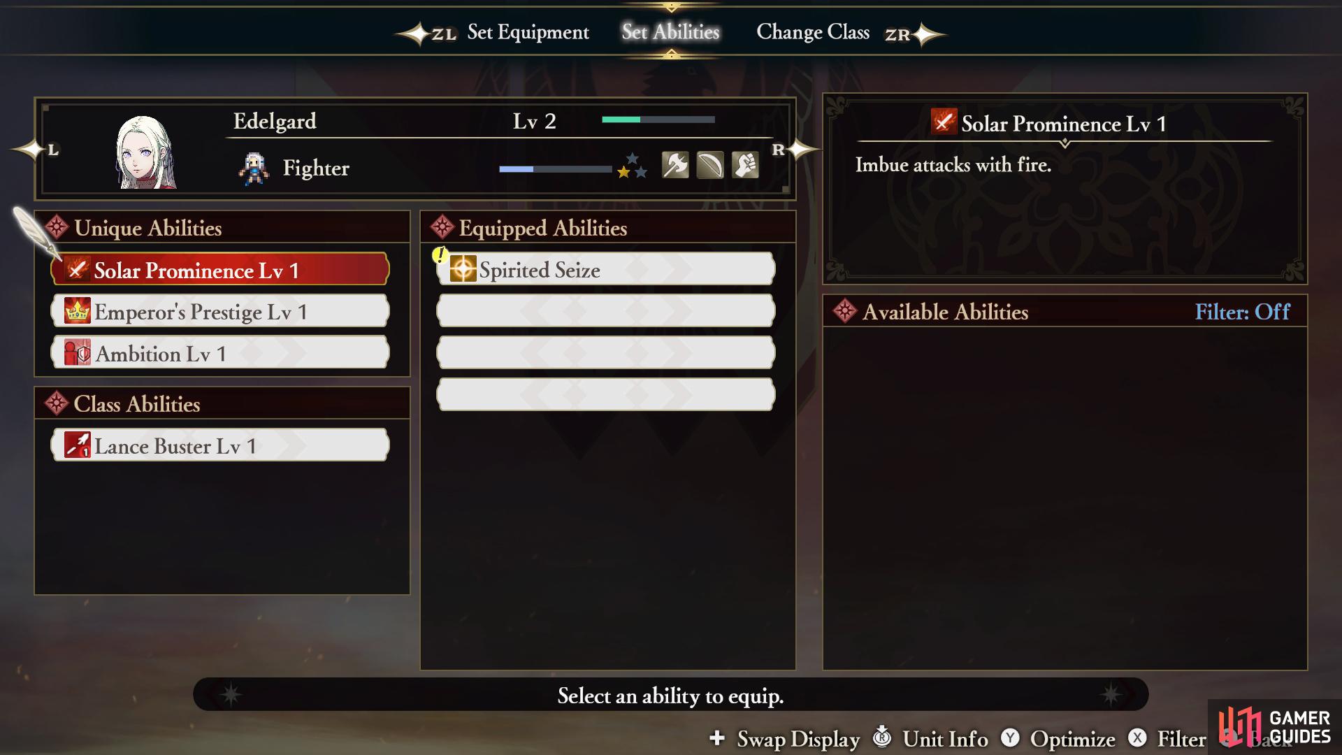 Solar Prominence adds the fire element to Edelgard's attacks.