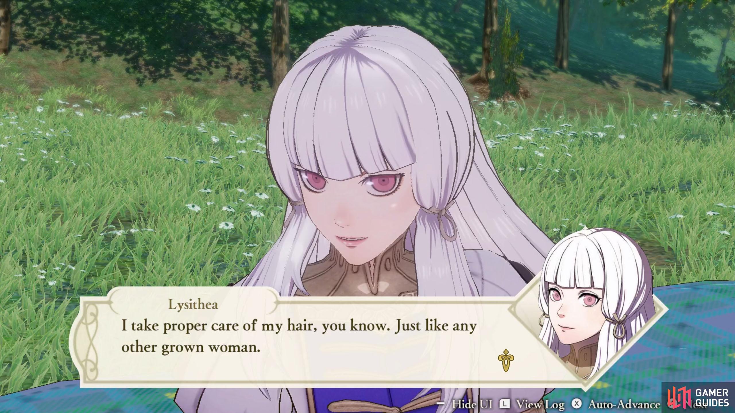 Lysitheas hair is pretty nice; we should ask what shampoo she uses.