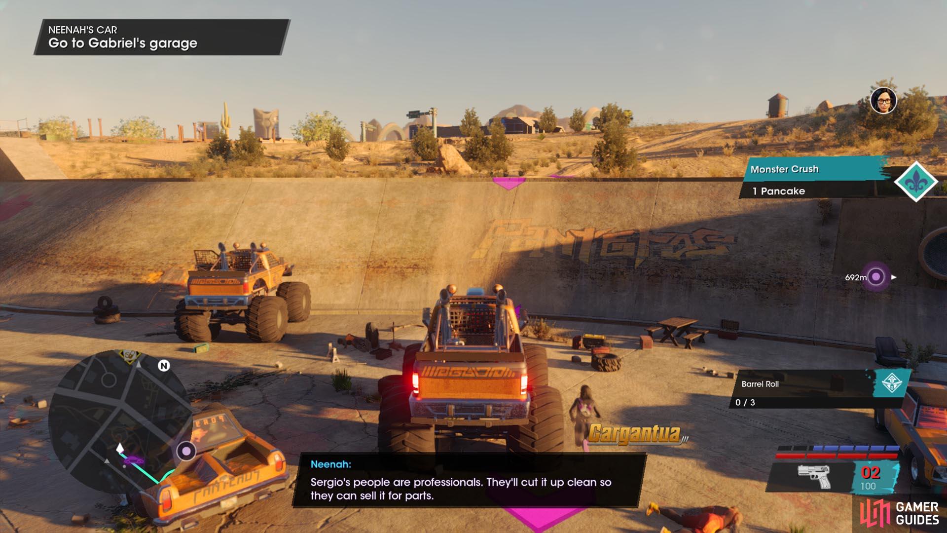Once you have finished, jump in a monster truck and destroy their cars.