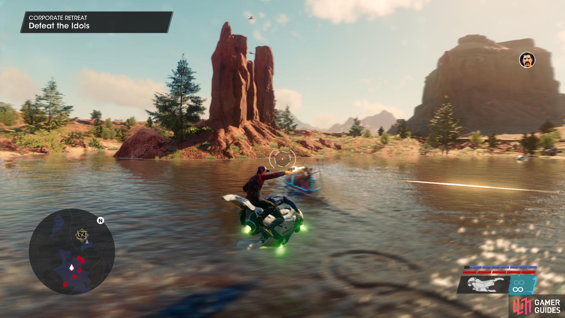 The hoverbike is easy to control across water or land.
