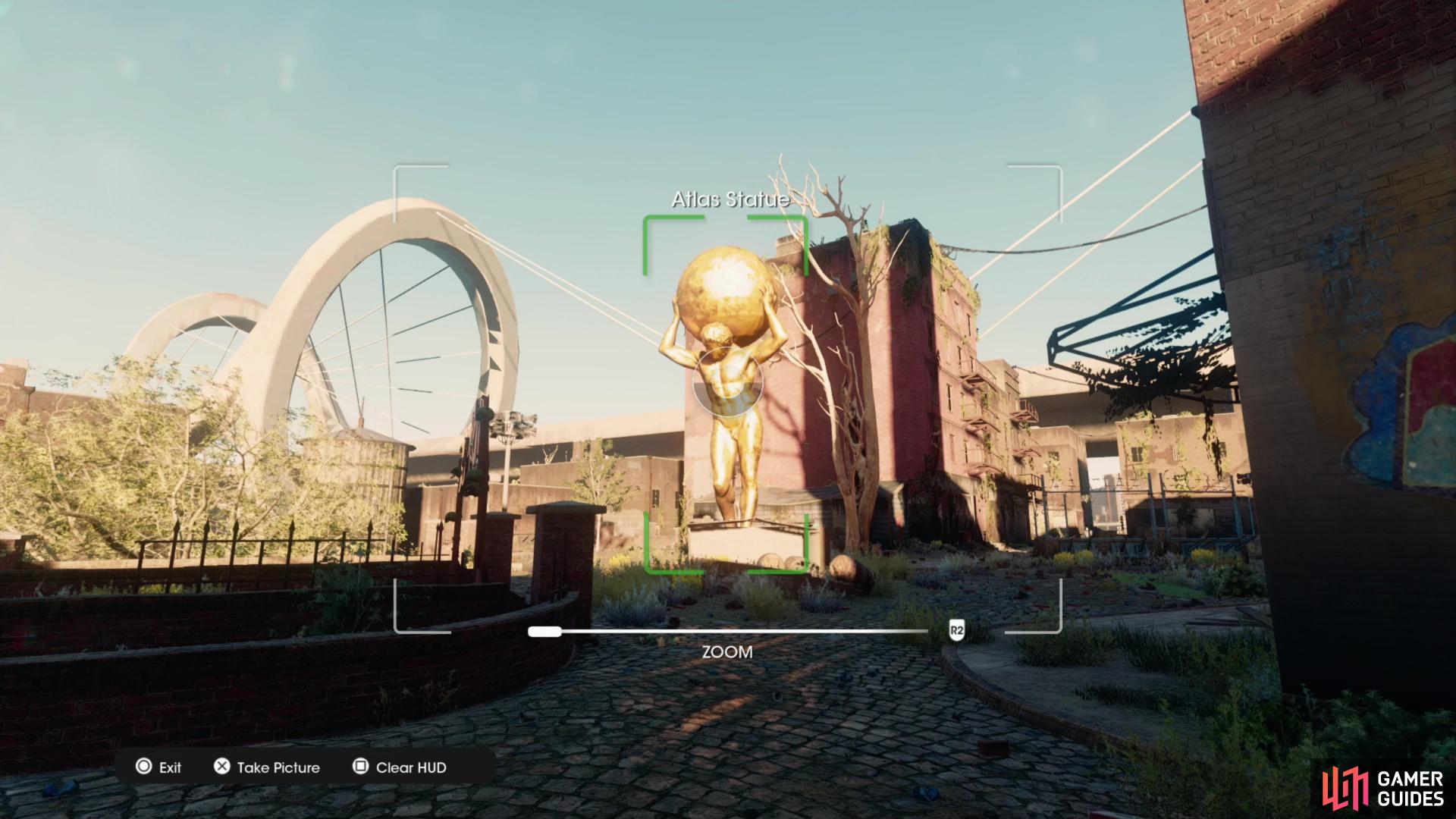 Take a picture of the Atlas Statue collectible to obtain it.