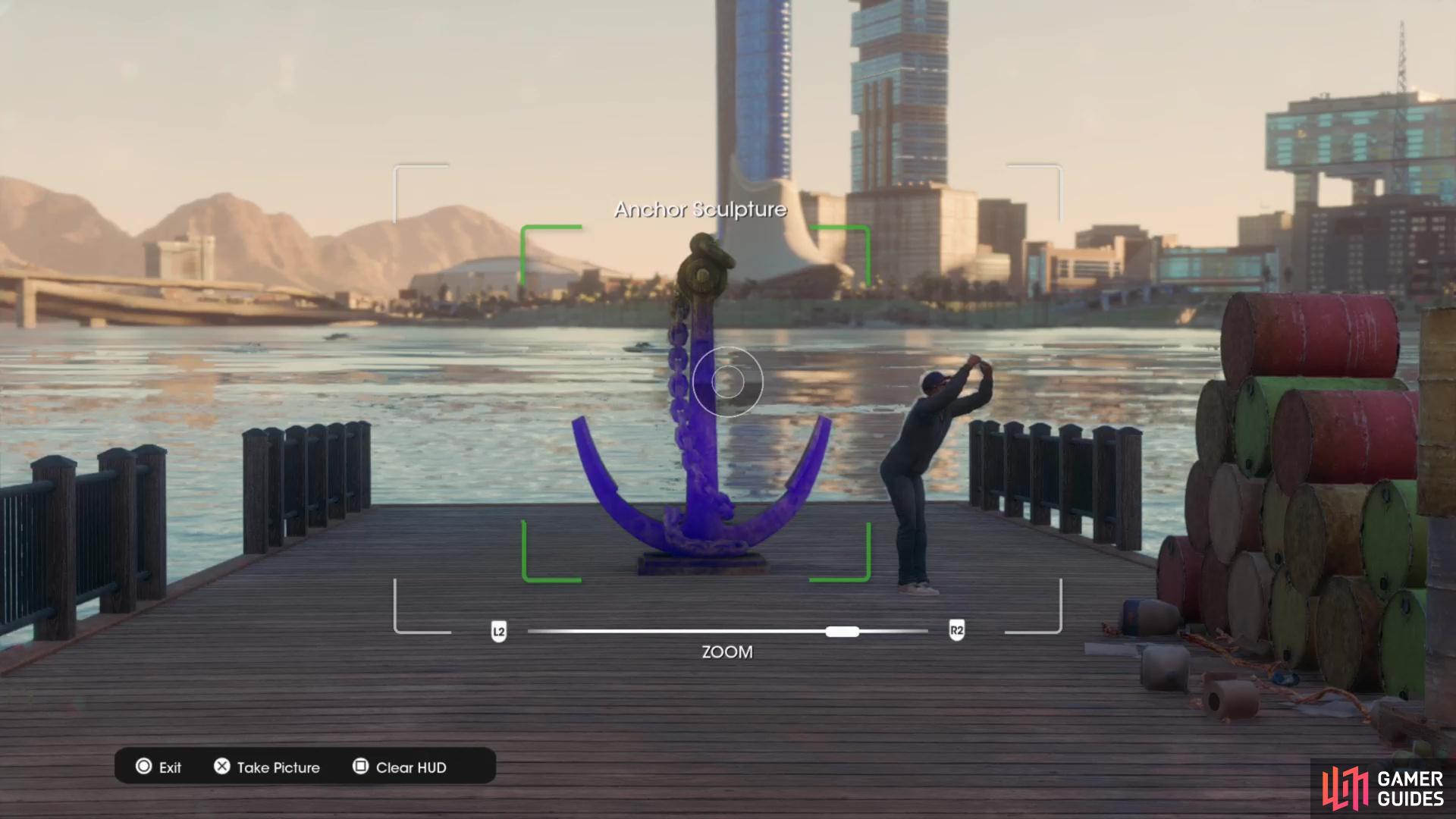 Take a picture of the "Anchor Sculpture" collectible to obtain it.