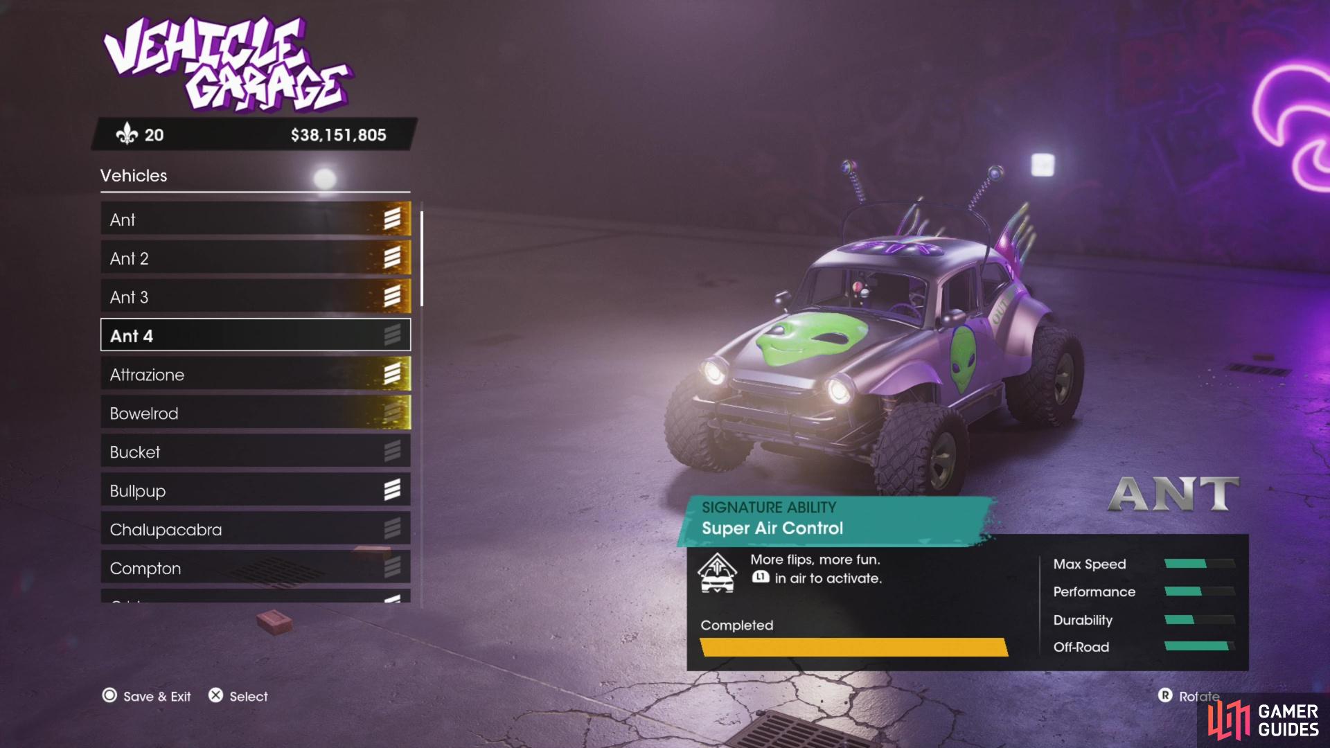 Find all five parts of the Lost Dust Buggy and it will appear in your garage.