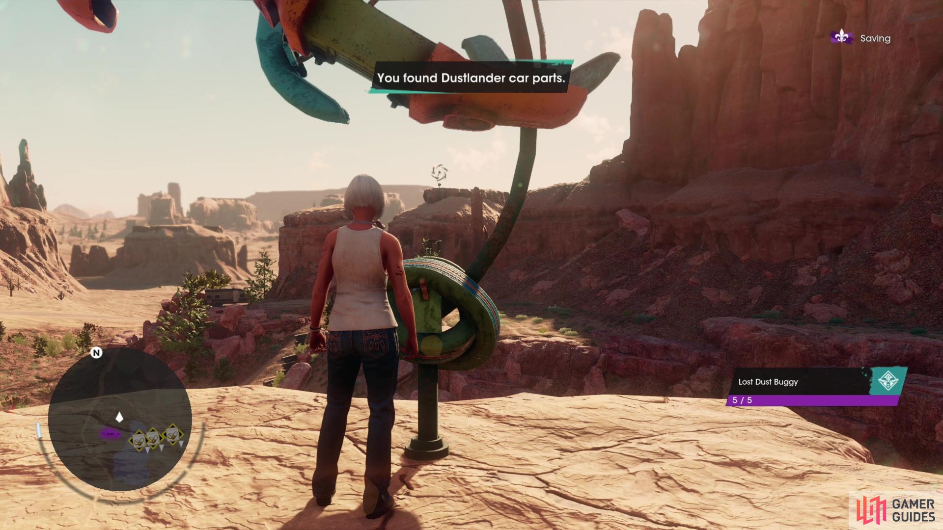 You can find seven Lost Wheels in the Rojas Desert South region, including all five parts of the Lost Dust Buggy.