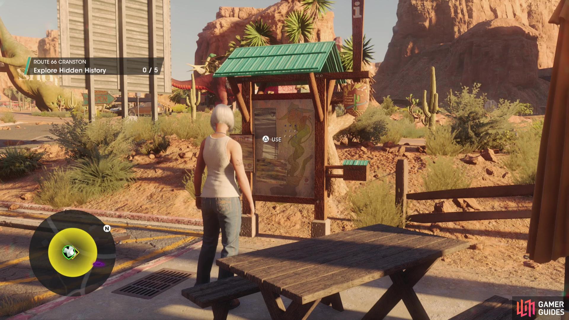 Seek out the large board in the center of the search area,