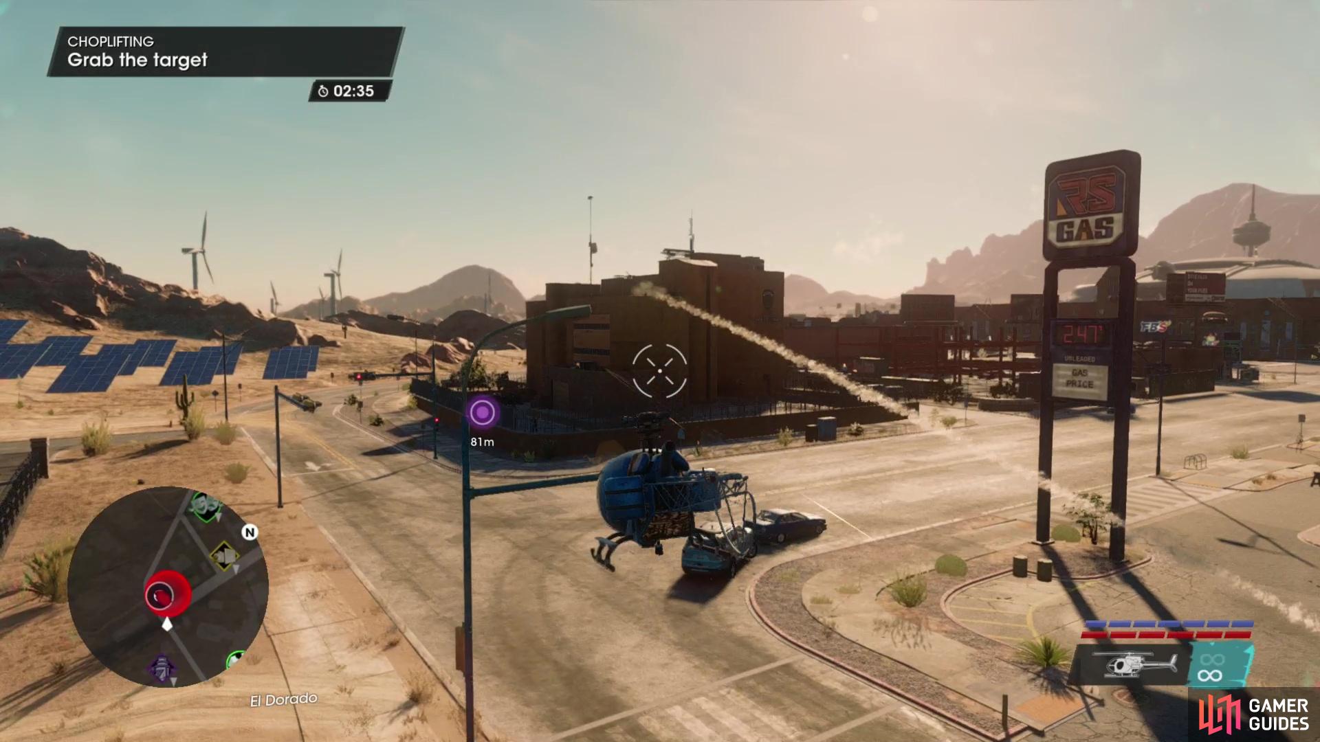 RPG-armed enemies guard the payload, and hostile helicopters may spawn if you fly too high.