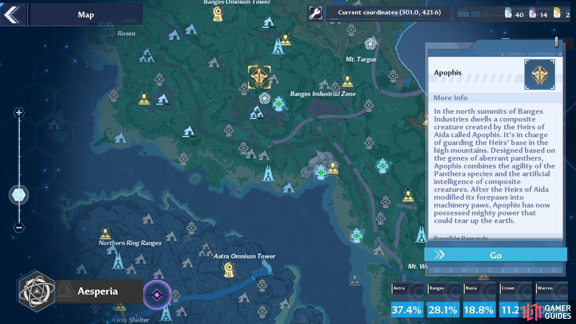 Tower of Fantasy: Black and Gold Nucleus locations on Astra