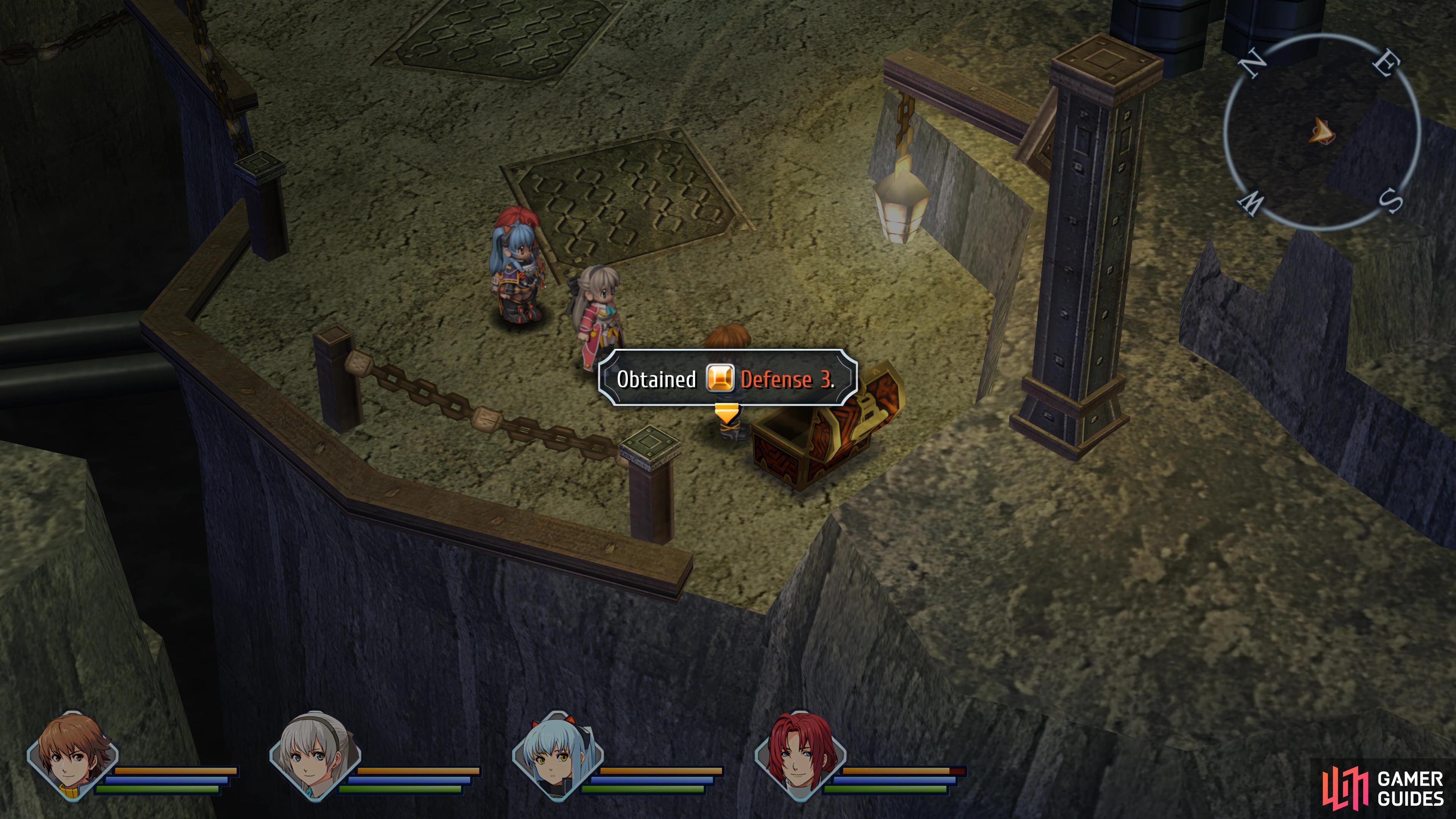 while a chest with Defense 3 can be found deeper in this area