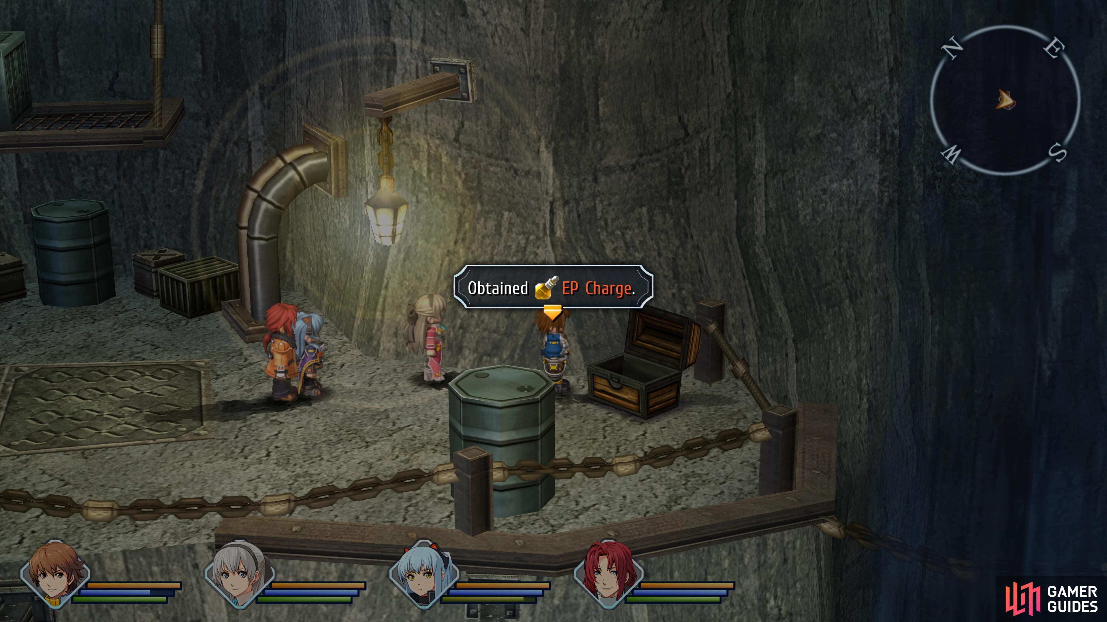 The final area contains an EP Charge at the top