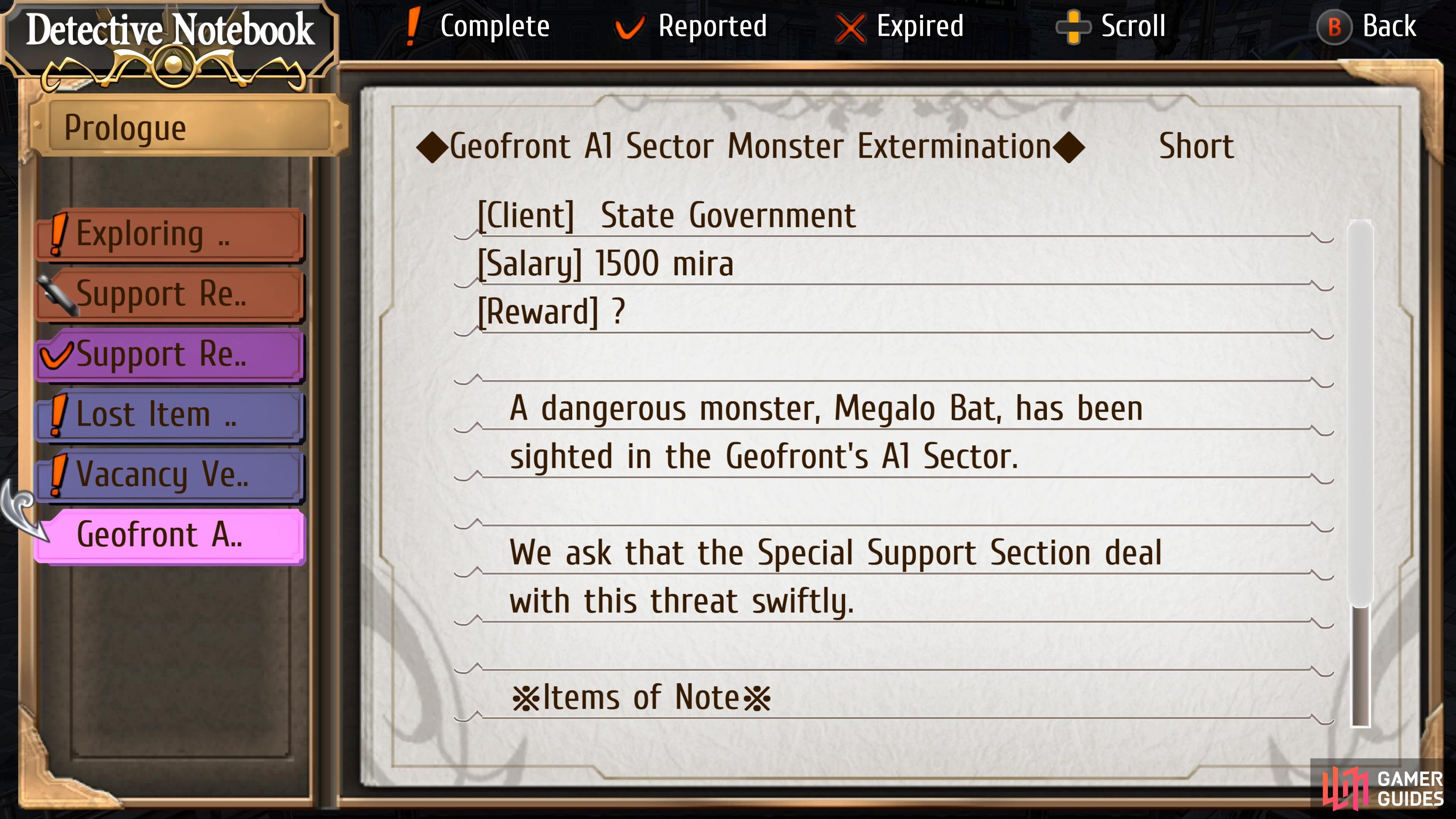Geofront A1 Sector Monster Extermination.