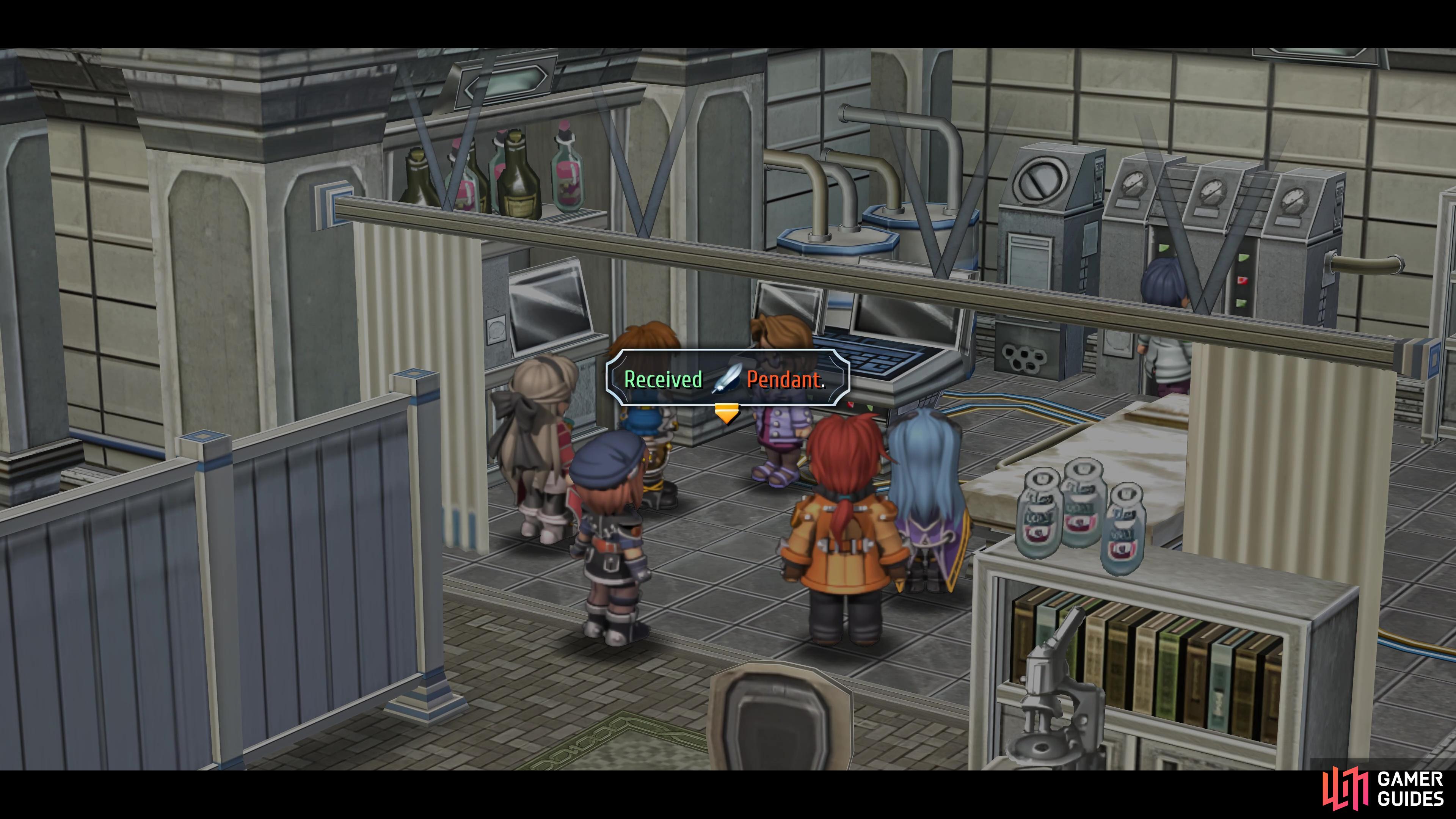 go into the medical office and take the southern door to find the pendant