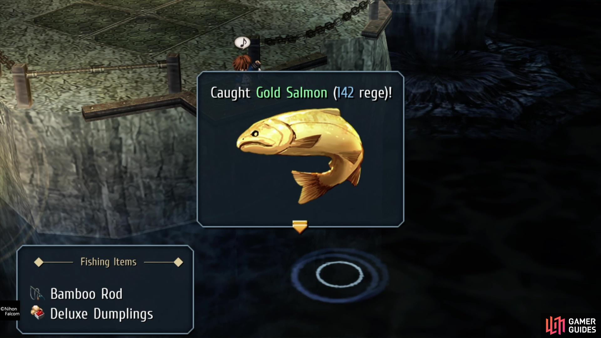 You can snag the Gold Salmon at the Mainz Abandoned Mine fishing spot,