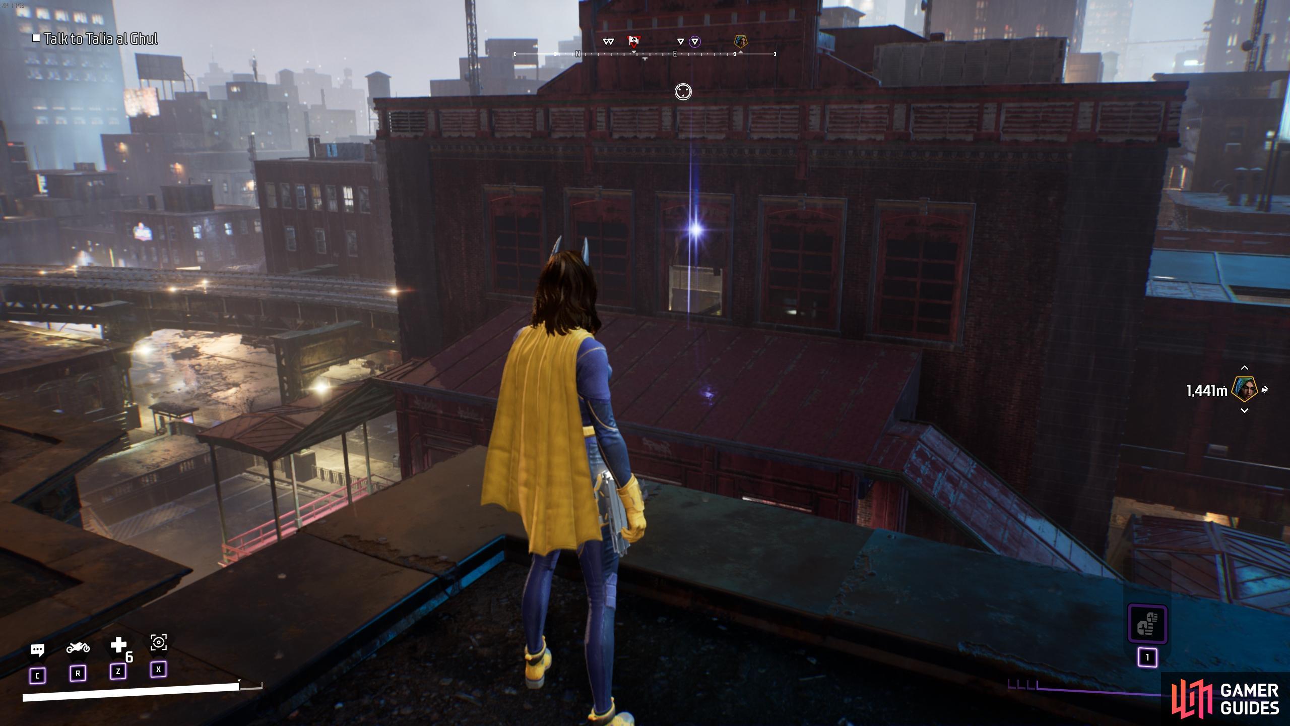 This Batarang can be found just above the broken window. You'll need to grapple above then drop down to obtain it.