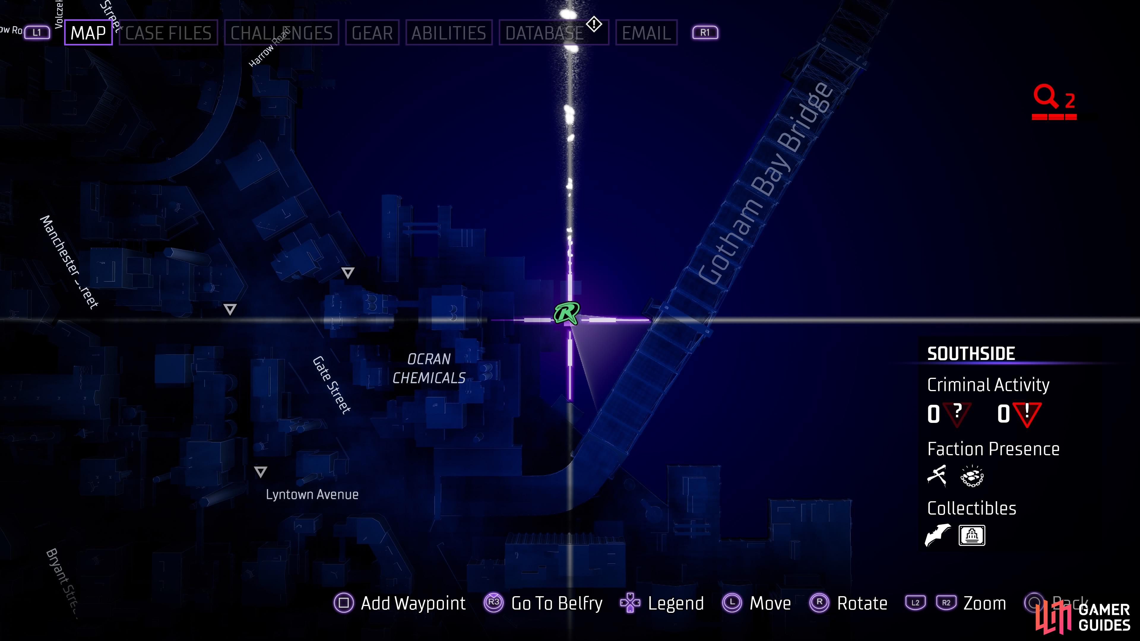 The location of the first Batarang on the map