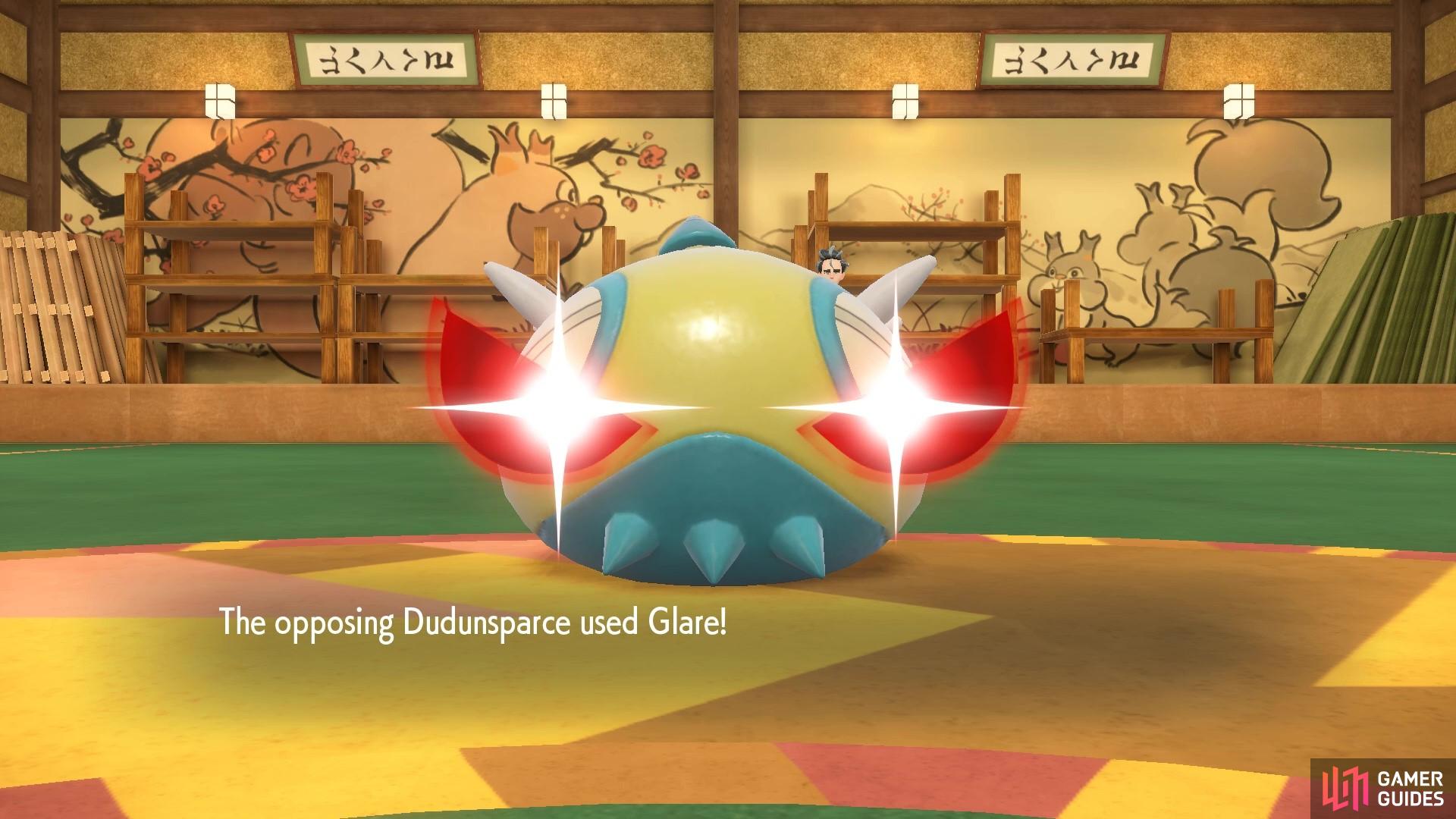 Dudunsparce will threaten you with his scary Glare!