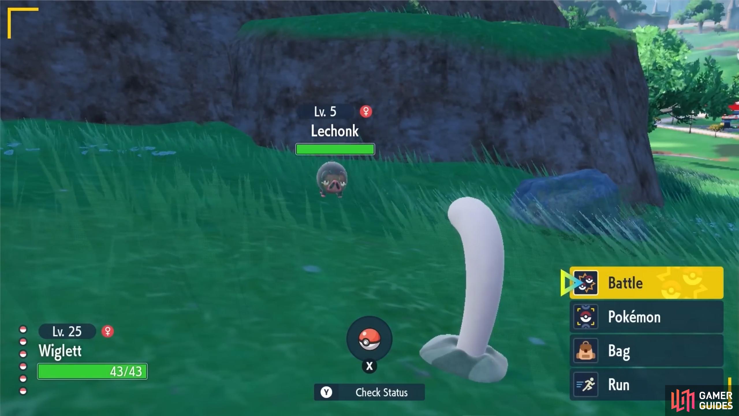 During a wild Pokémon battle, you can use Poké Balls. (Credit: Serebii)