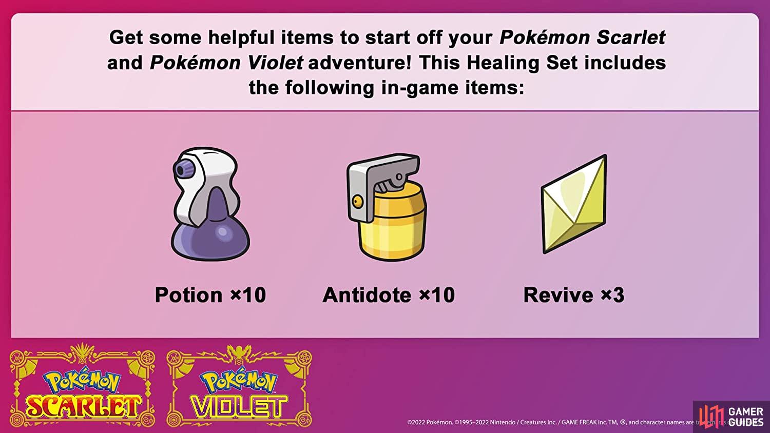 Items included in the Healing Set. (Credit: The Pokémon Company)