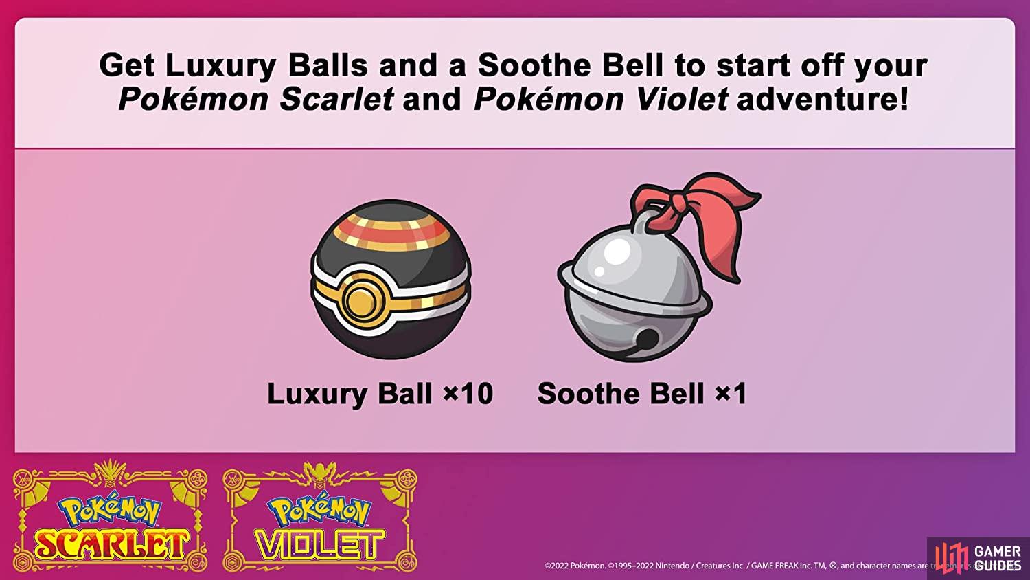 Luxury Balls and Soothe Bell. (Credit: The Pokémon Company)