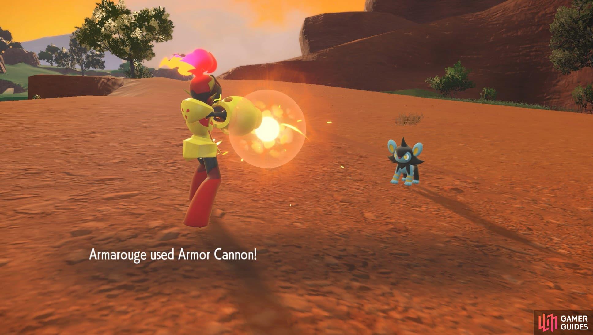 Its Armor Cannon packs a mighty punch, but weakens its defensive stats. (Credit: The Pokémon Company)