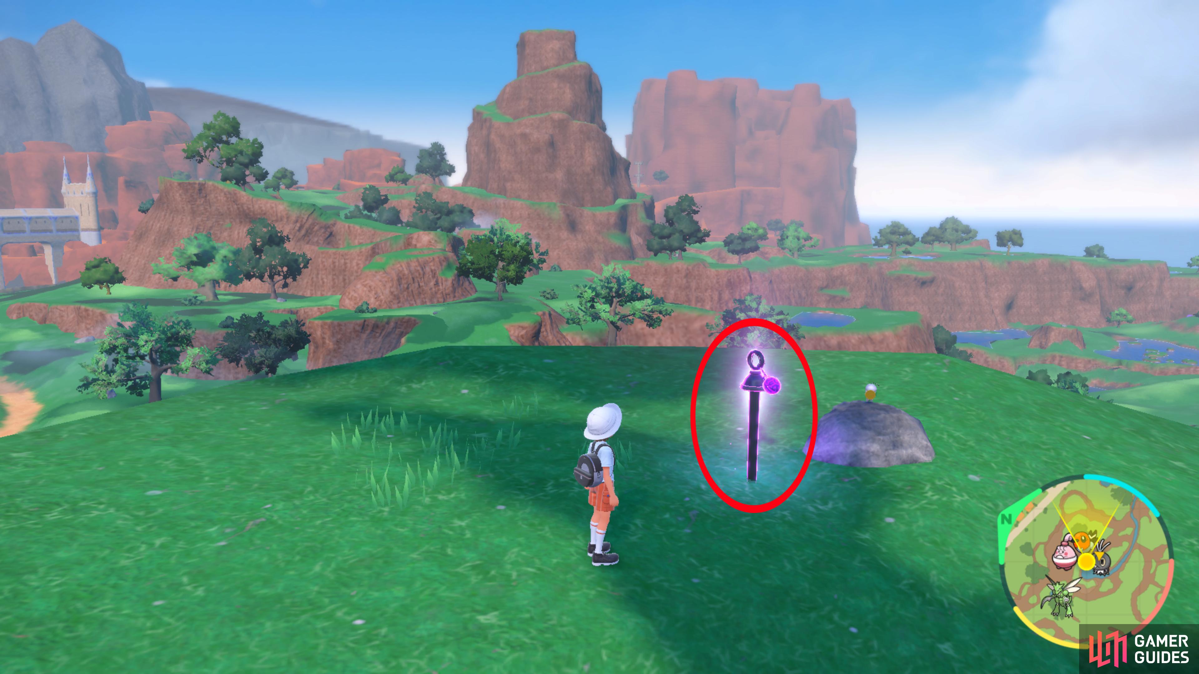 the purple stake can be found overlooking Los Platos.