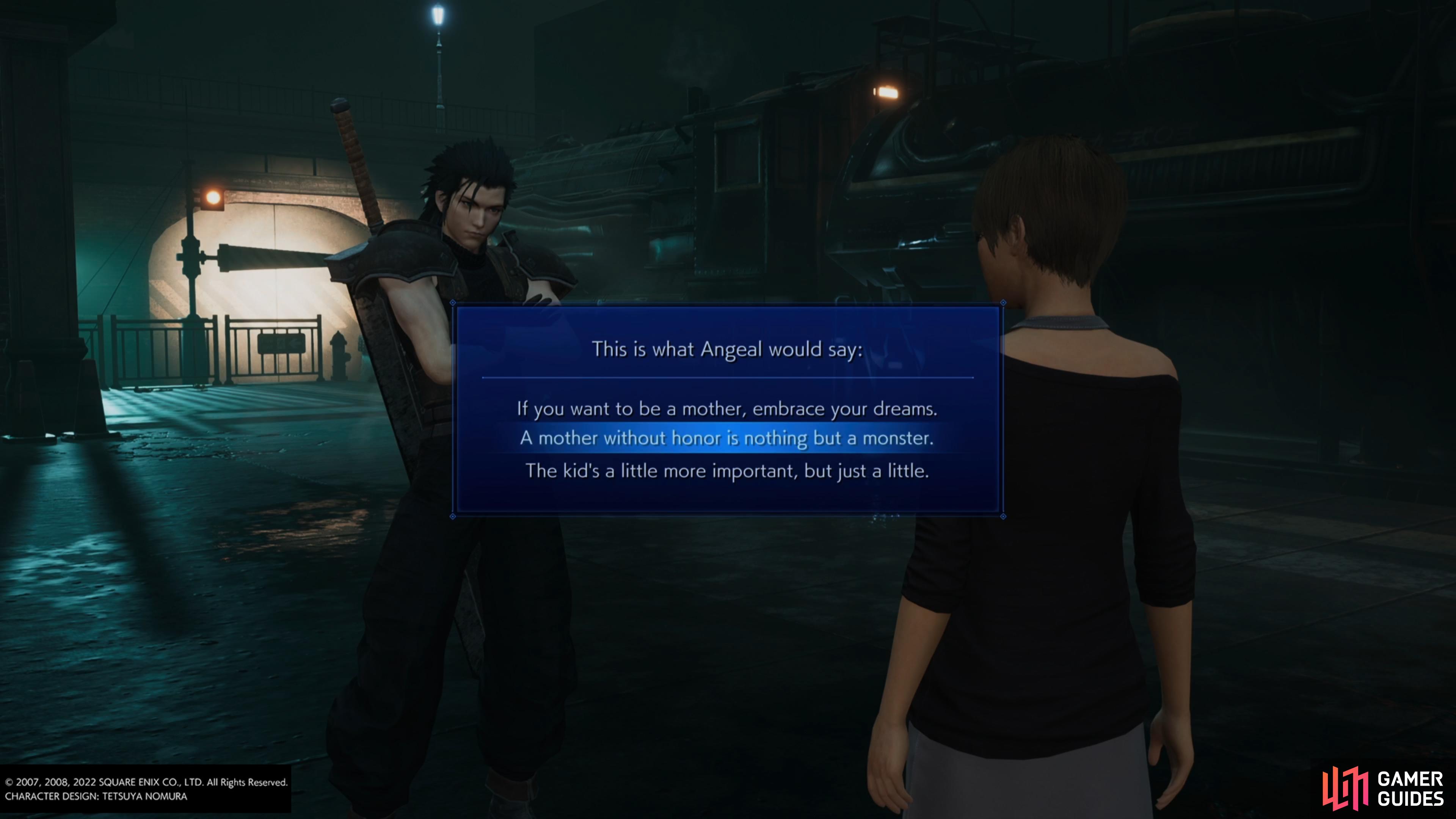 then speak with the Angeal fan at the station and choose this option.