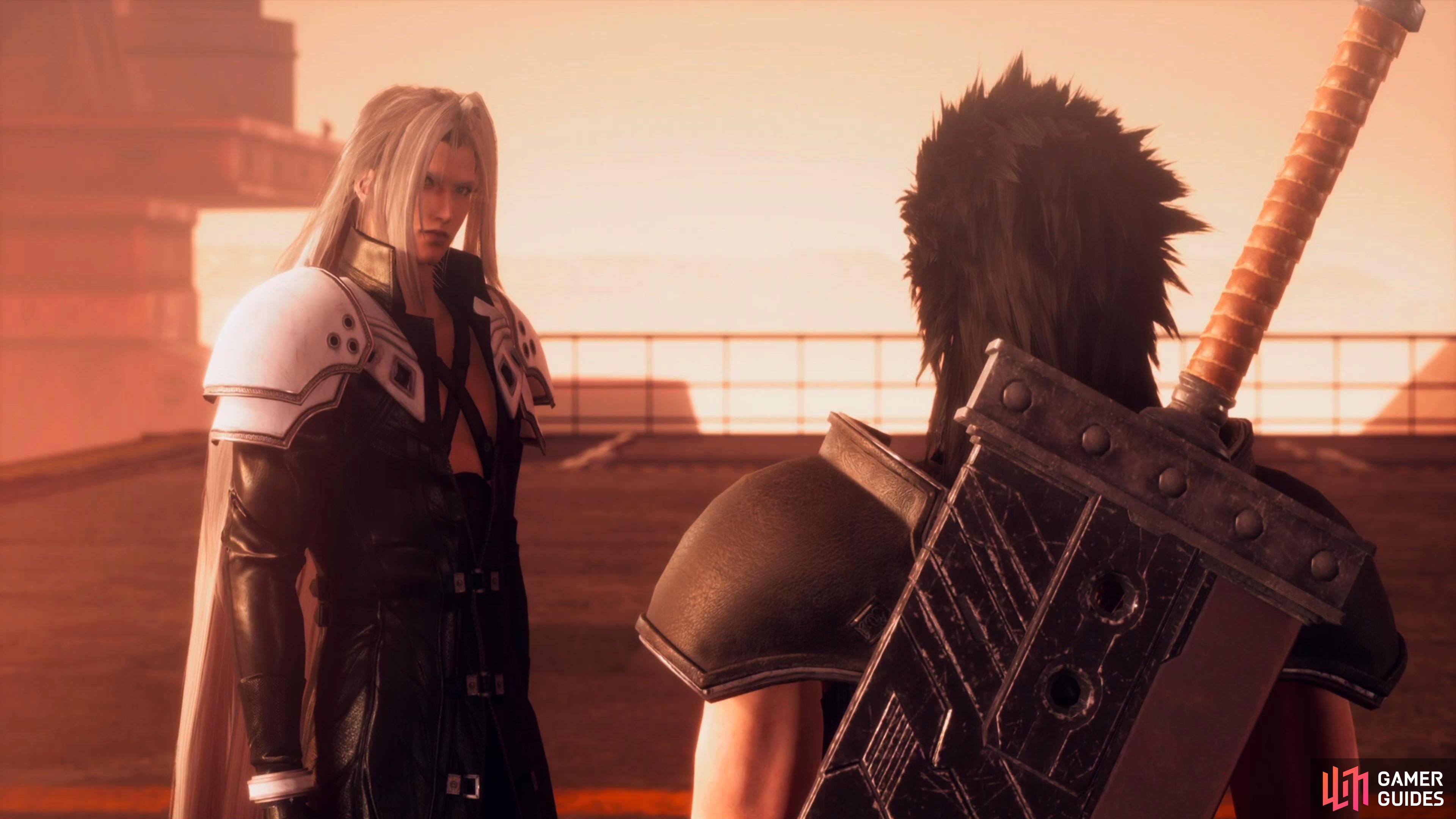 Sephiroth and Zack in Junon airport.