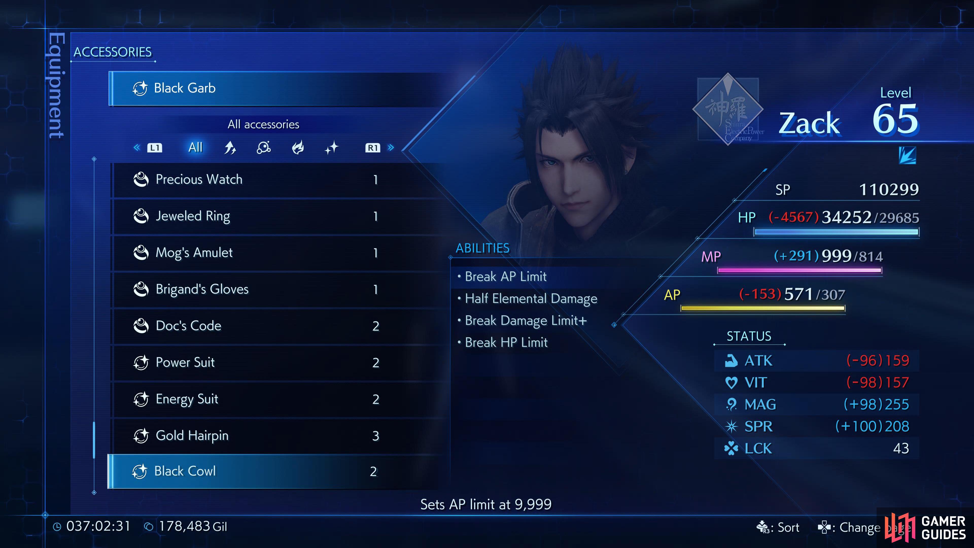 The Black Cowl accessory will break the AP limit allowing you to reach 9,999 AP.