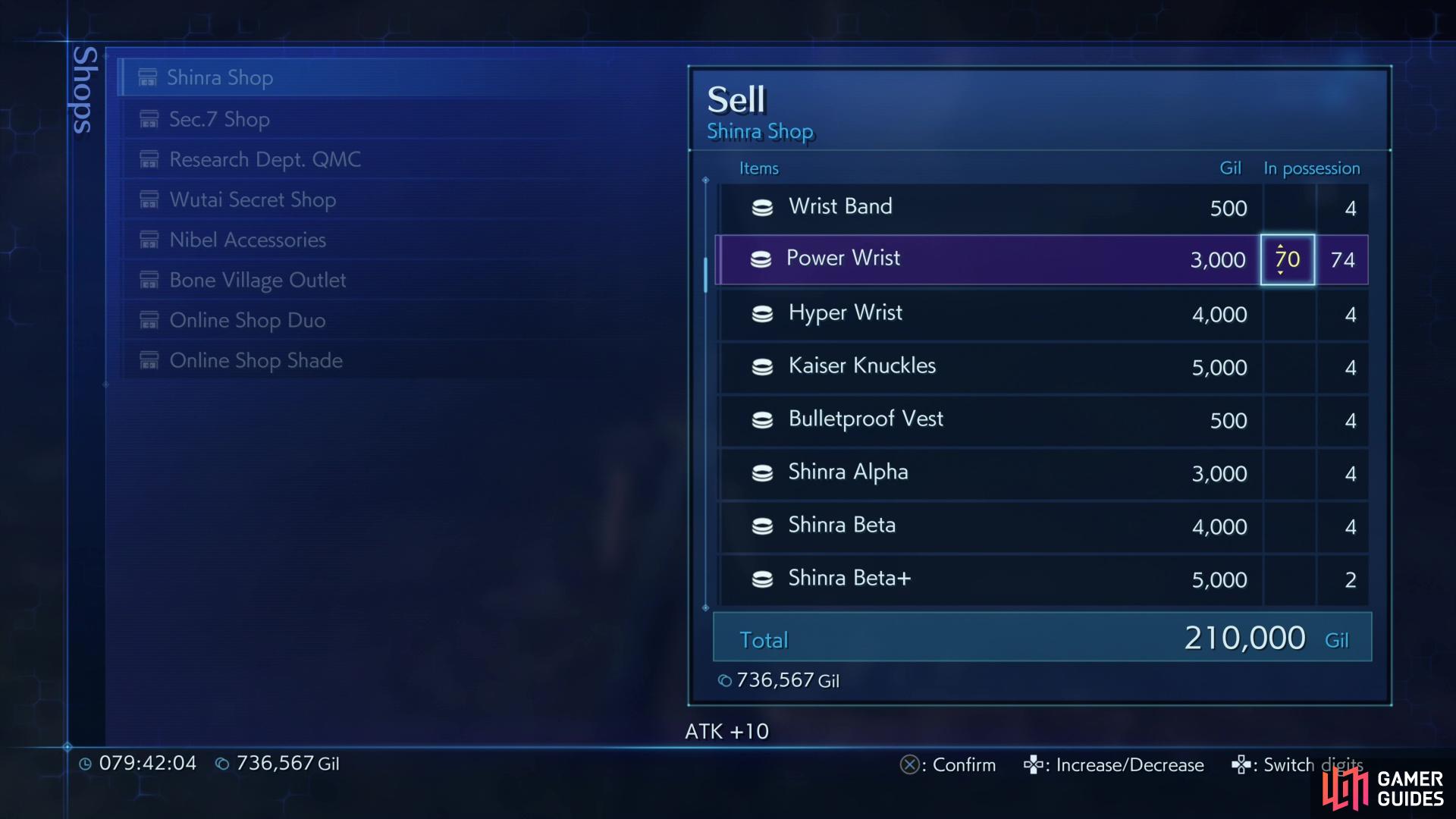 then sell your haul of !Power Wrists for 3,000 Gil a pop - this will earn you roughly 15,000 Gil per fight.