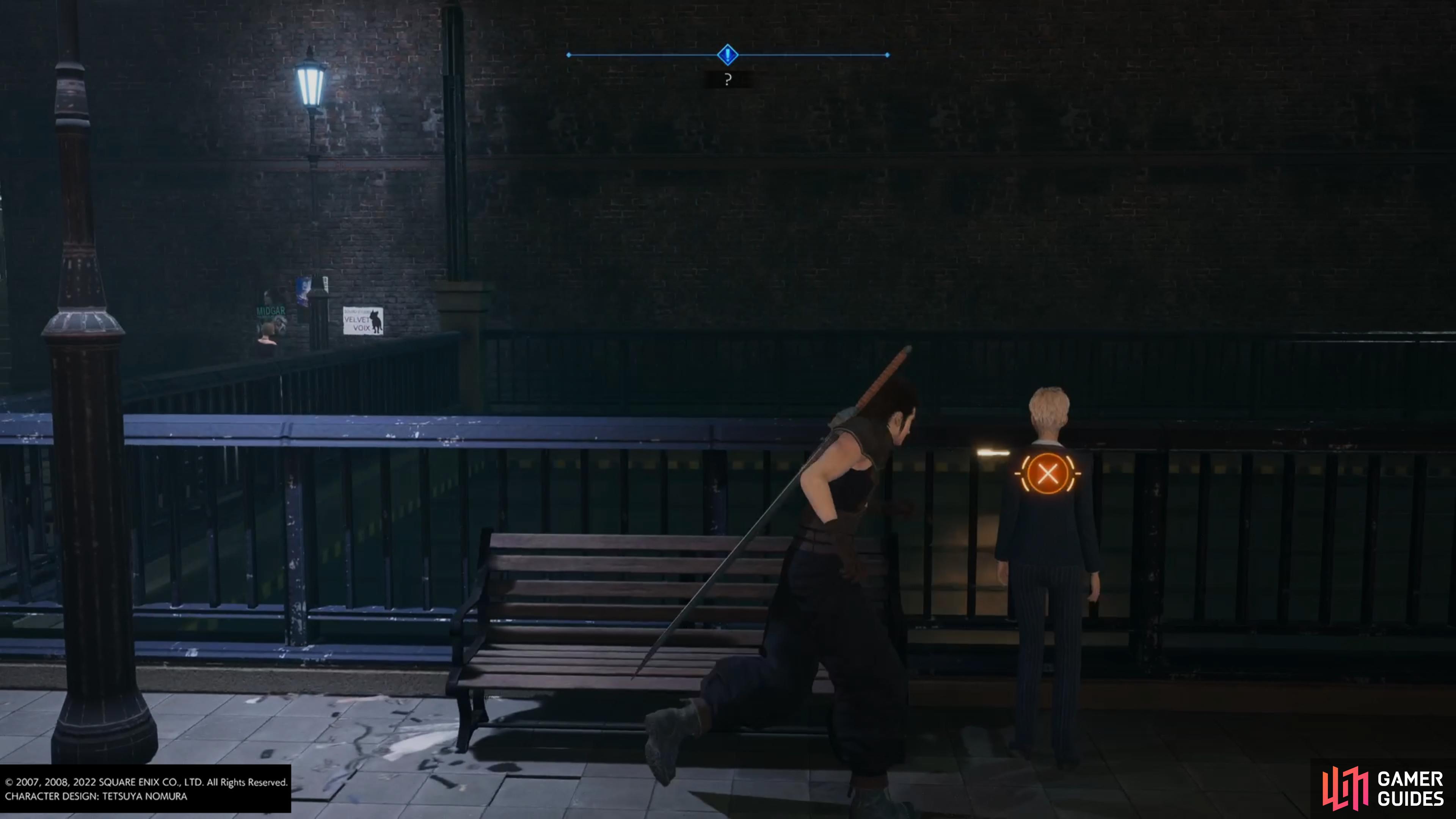 Speak with the Genesis fan in the fountain area