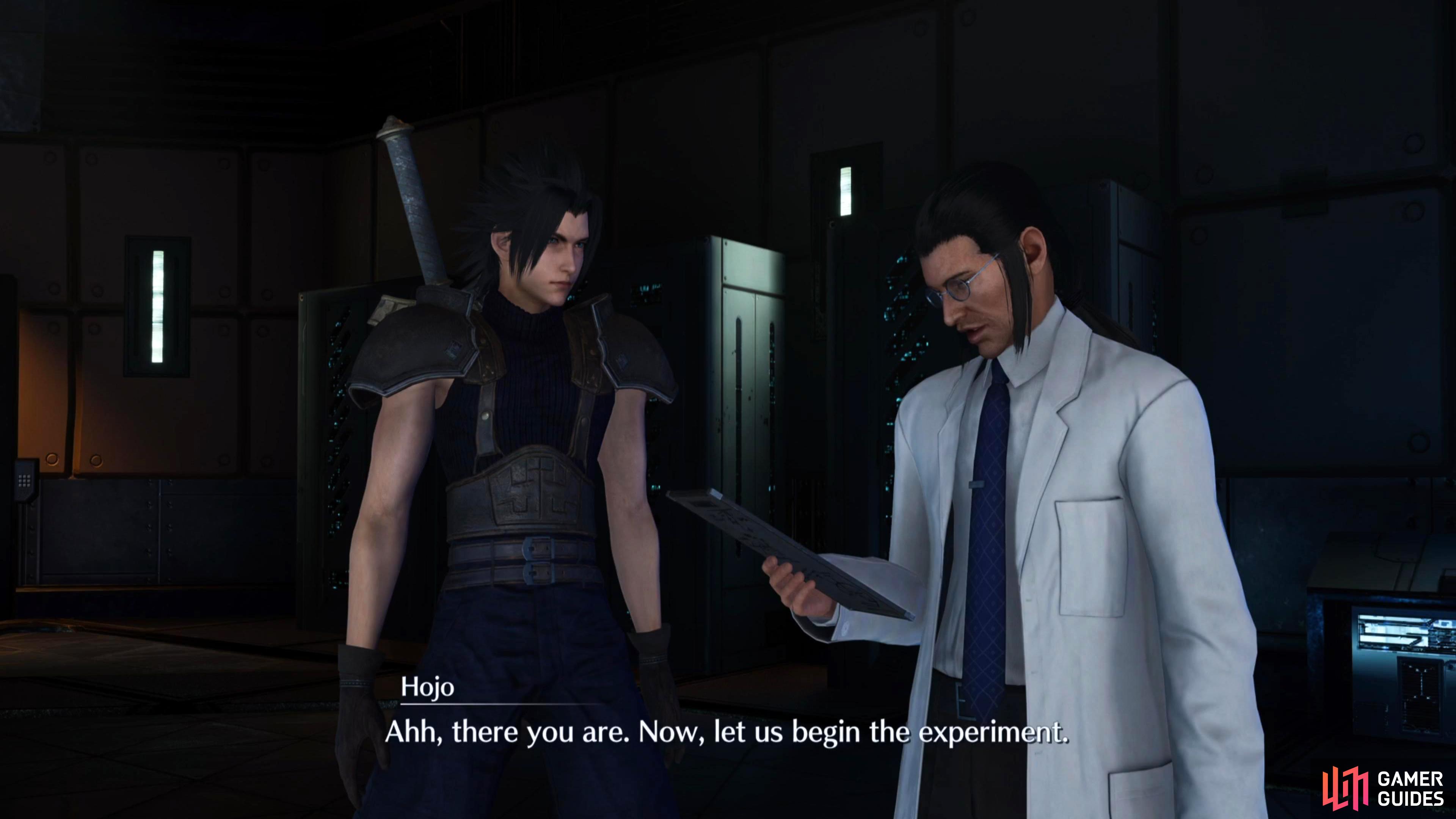 Speak to Hojo in the training room to undertake several virtual battles.