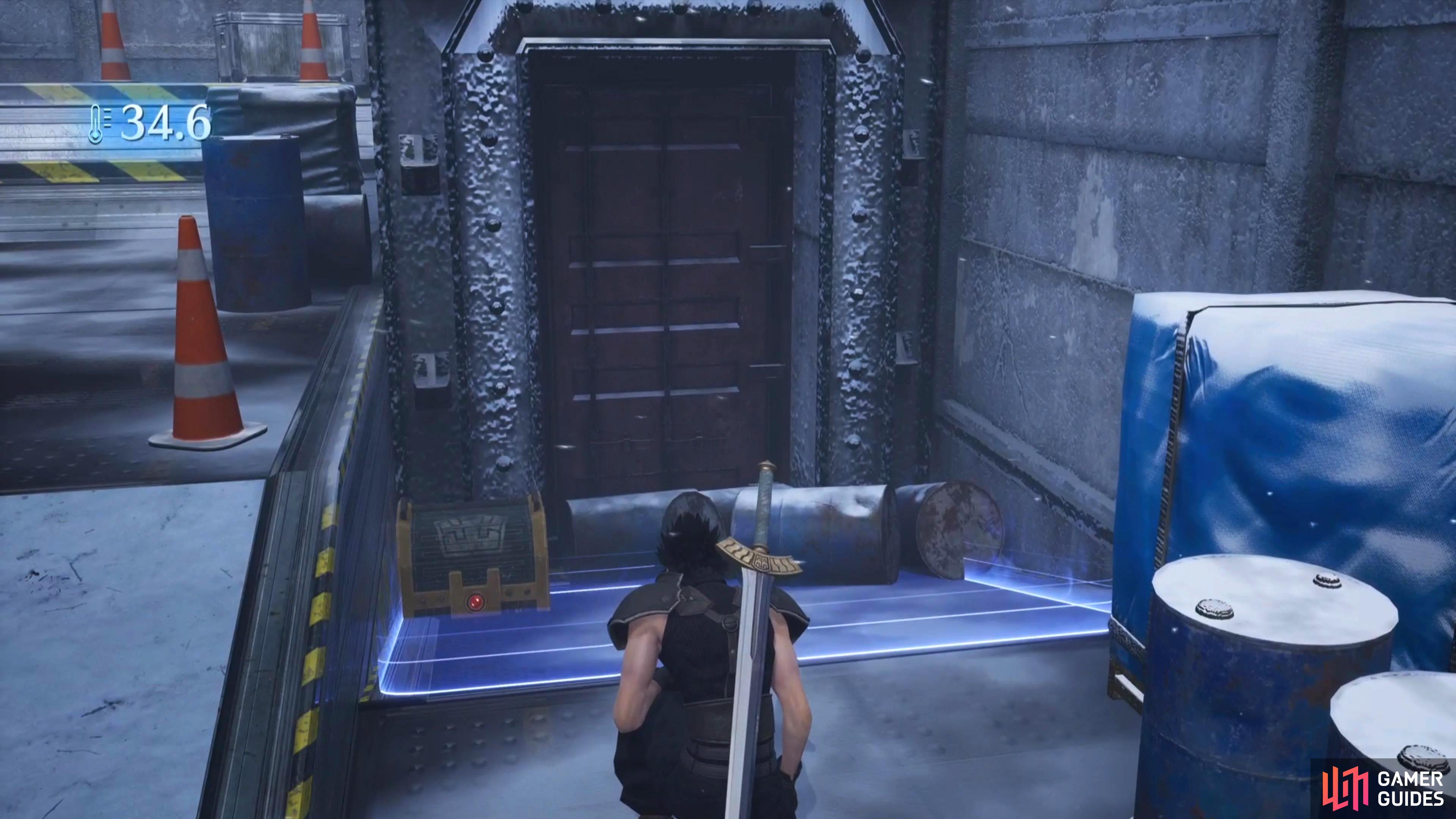 Turn left, and follow the path down where another chest will be as well as a hiding spot.