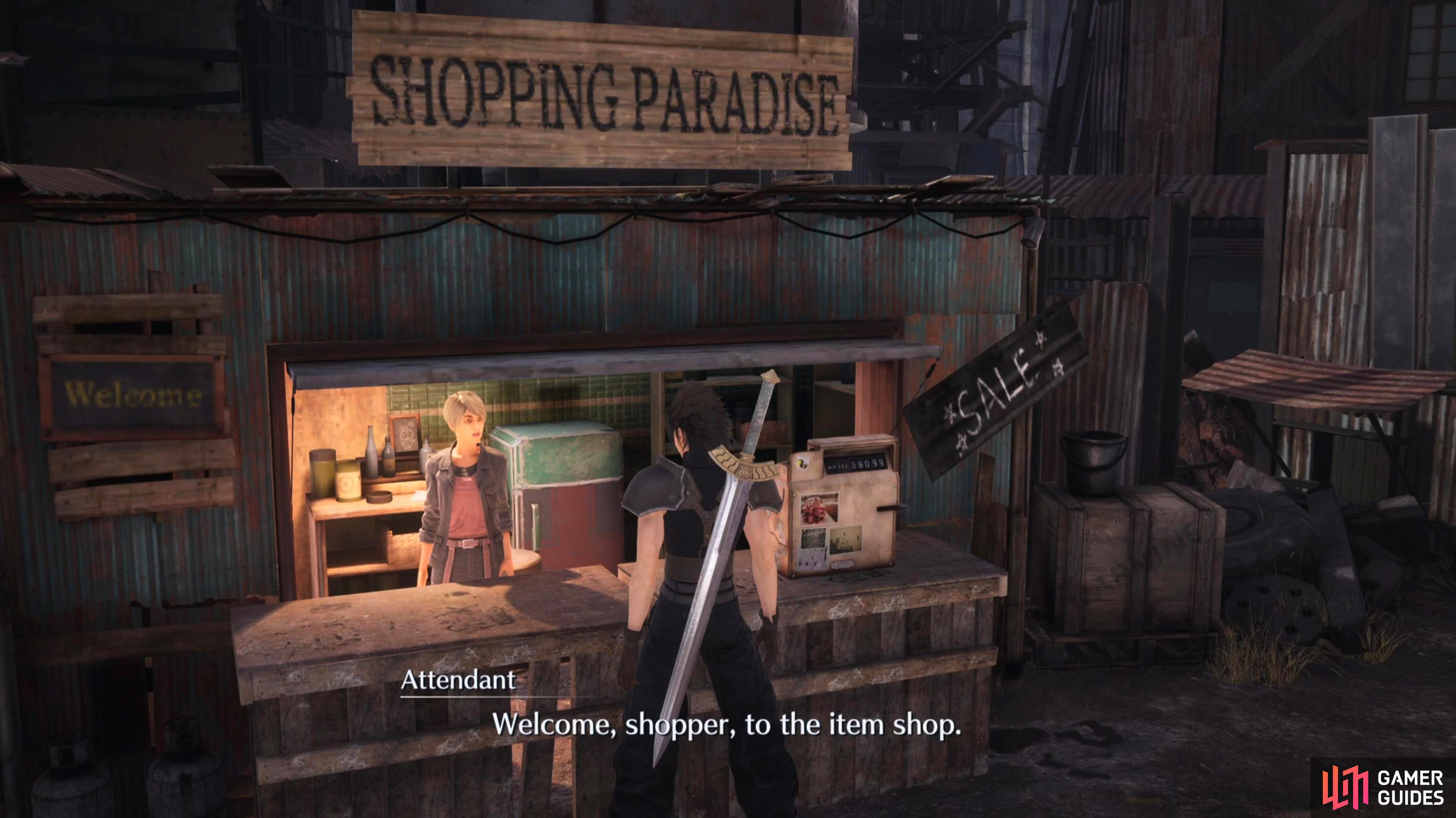 Speak to the "Shopping Paradise" attendant for another +10 affection to Aerith.
