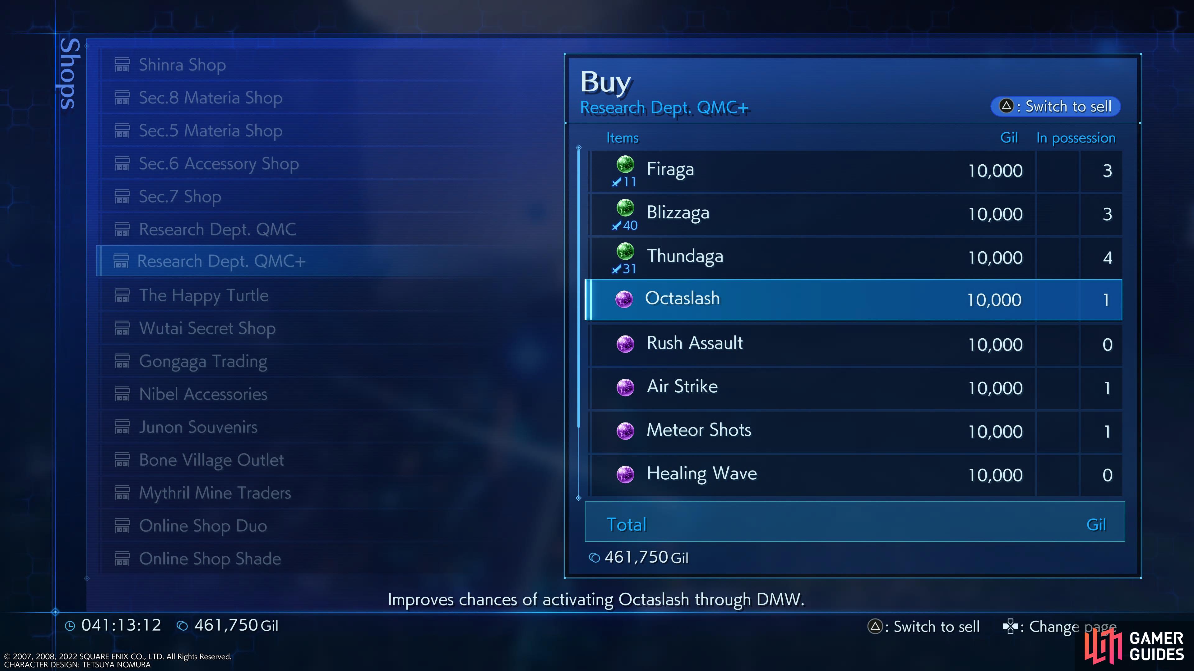 The late-game shops offer Materia that boost your chances of getting specific Limit Breaks.