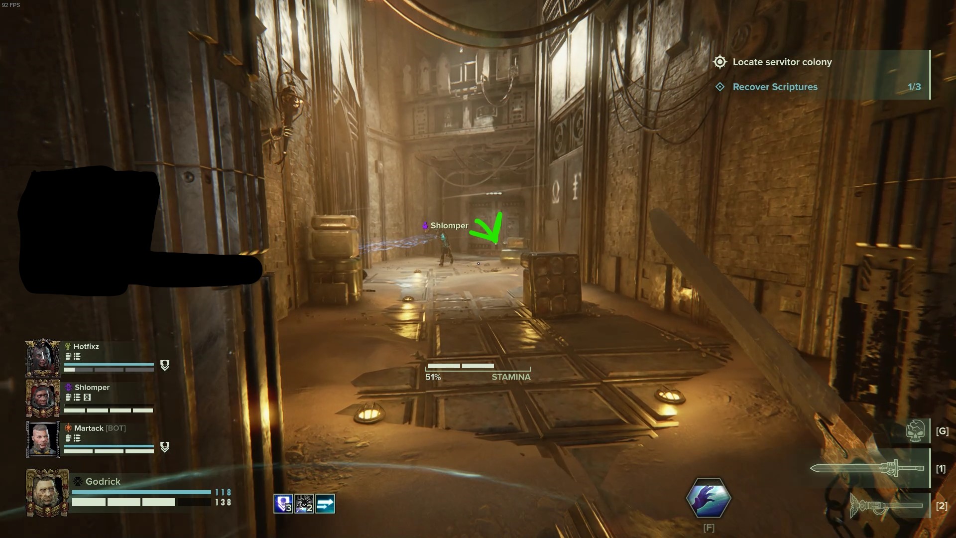 The first one is down this corridor in the very first area of the map you can enter combat with.