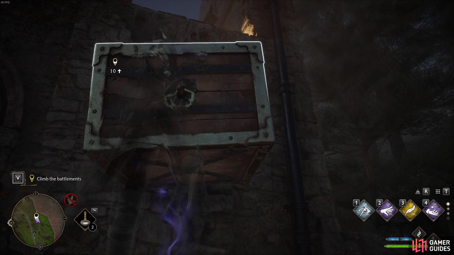 Use the box as a platform to complete the Climb the Battlement section of the High Keep quest.